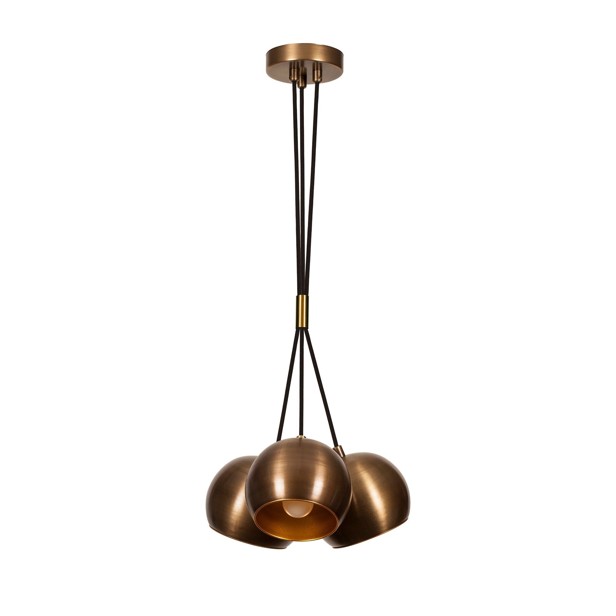 Candeeiro de Teto Vintage Elegante, 30 cm de Diâmetro, Altura Ajustável, Acabamento em Cobre | Corpo em Metal, 3 Soquetes E27, Perfeito para Decoração Moderna e Industrial