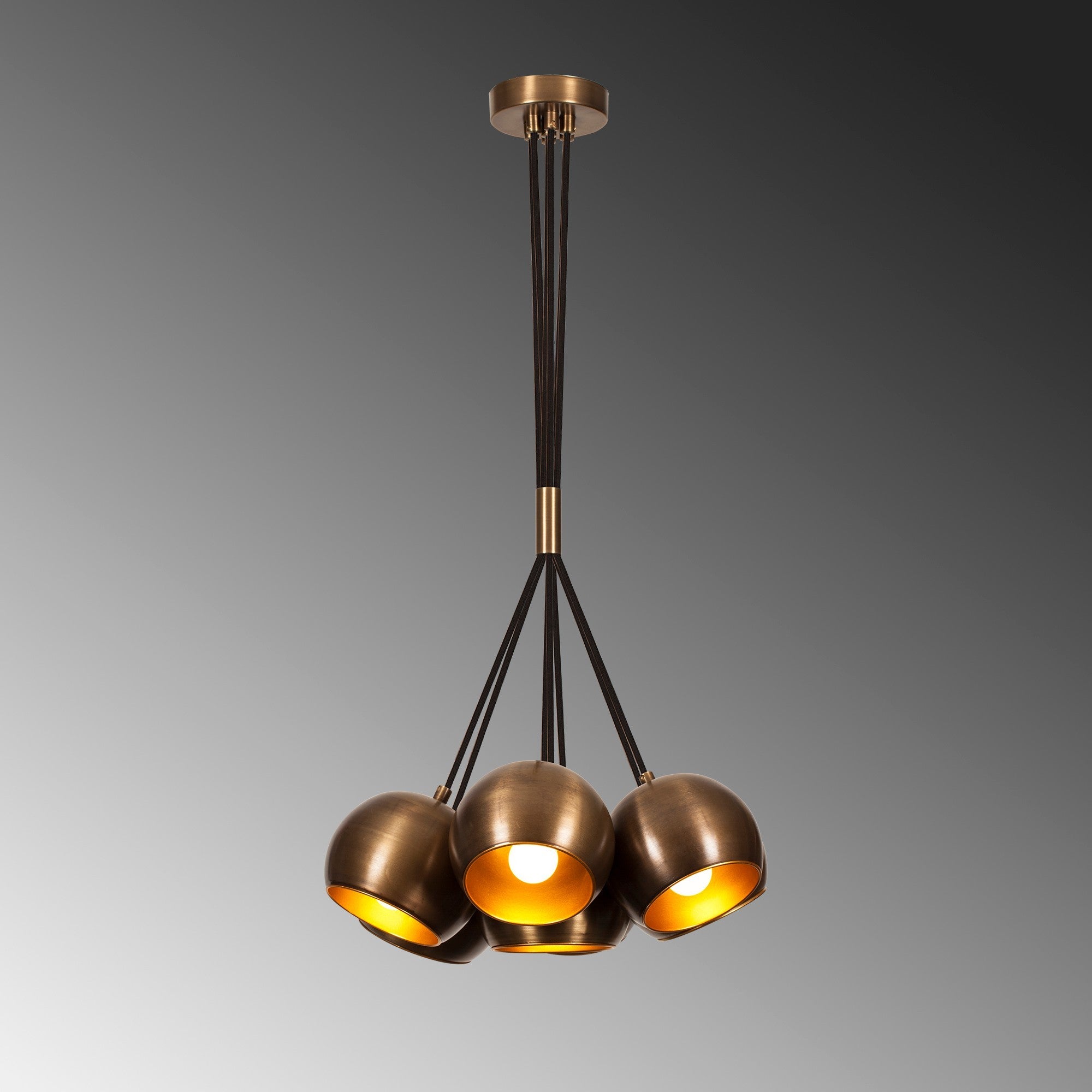 Candeeiro de Teto Vintage de Cobre, 45 cm de Diâmetro, Altura Ajustável, 7 x E27, Máx. 40 W | Design Industrial Moderno, Iluminação Elegante e Glamourosa para Casa