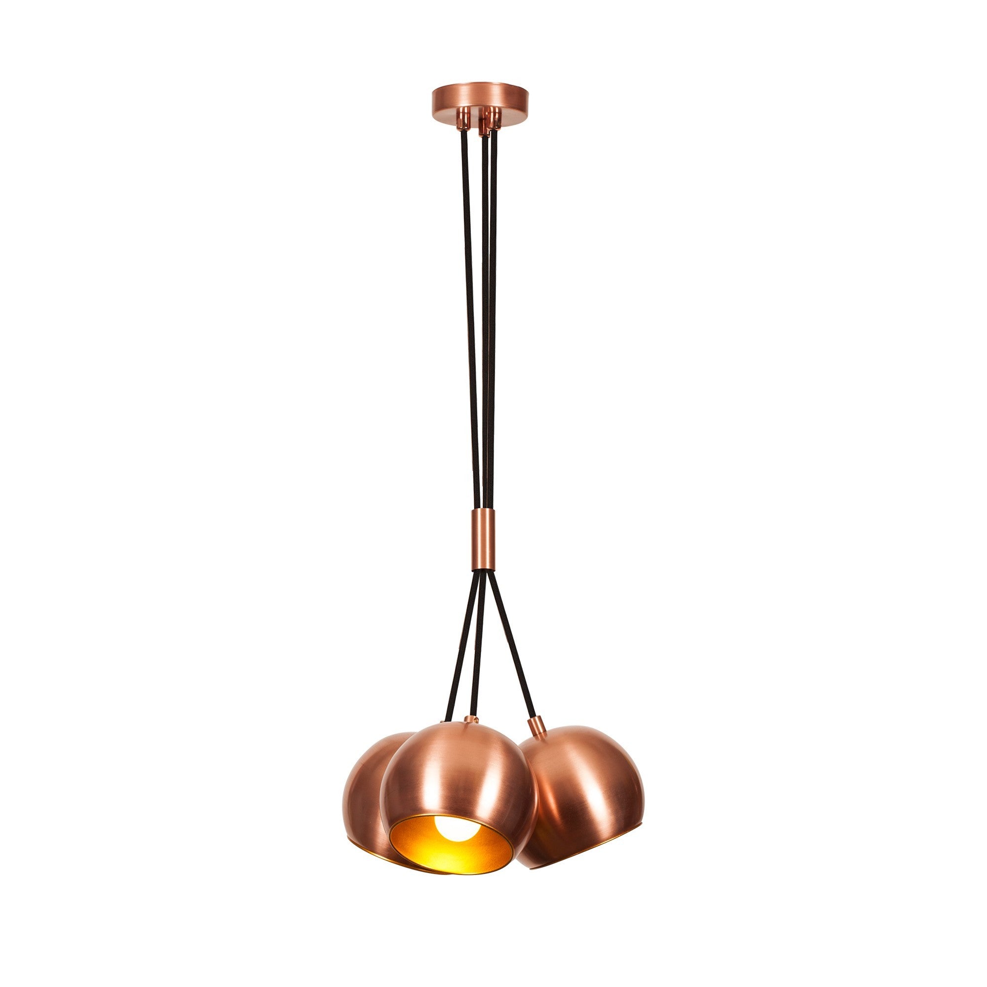 Candeeiro de Teto Elegante em Cobre e Ouro, 30 cm de Diâmetro, Altura Ajustável, 3 x E27, Máx. 40 W | Design Industrial Moderno para Espaços Glamourosos