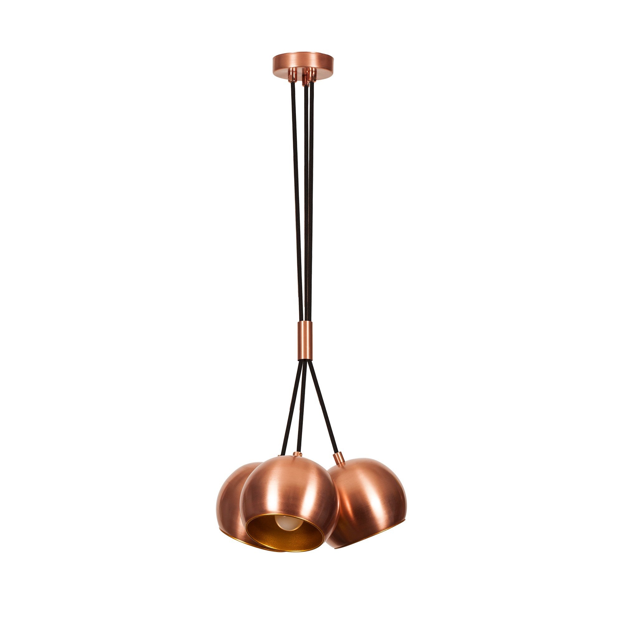 Candeeiro de Teto Elegante em Cobre e Ouro, 30 cm de Diâmetro, Altura Ajustável, 3 x E27, Máx. 40 W | Design Industrial Moderno para Espaços Glamourosos