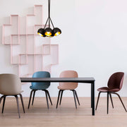 Candeeiro de Teto moderno preto e dourado, 45 cm de diâmetro, altura ajustável, corpo de metal, 7 soquetes E27, design industrial elegante para casa e escritório