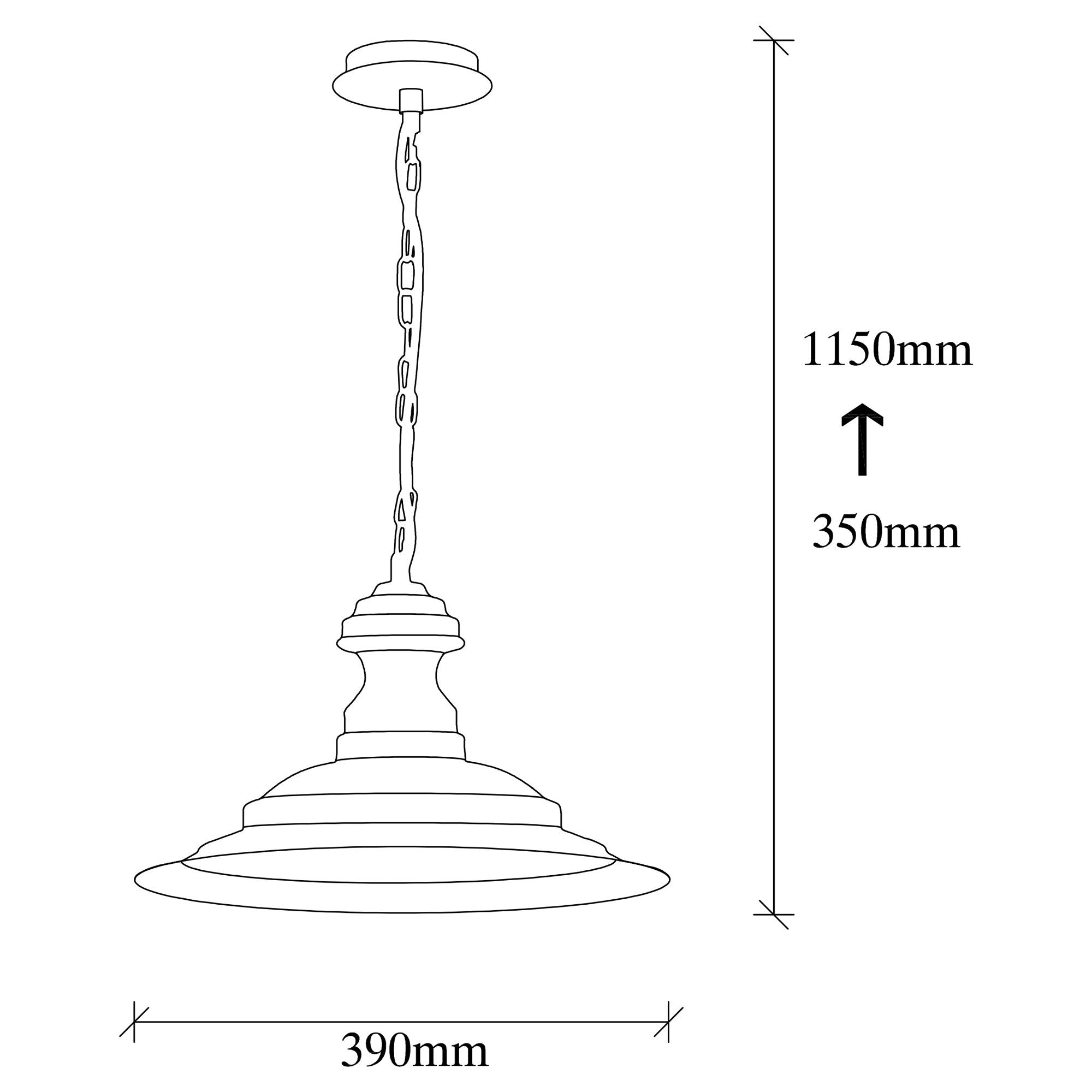 Candeeiro de Teto Vintage Elegante, 39 cm de Diâmetro, Altura Ajustável, Corpo em Metal, Soquete E27, IP20 | Perfeito para Decoração Moderna e Tradicional, Glamour e Estilo Industrial