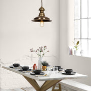 Candeeiro de Teto Vintage Elegante, 30 cm de Diâmetro, Altura Ajustável 113 cm, Acabamento em Cobre, Soquete E27, Perfeito para Espaços Modernos e Tradicionais, IP20