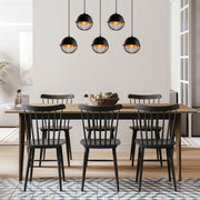 Candeeiro de Teto elegante preto e dourado, corpo de metal, 90 x 20 cm, altura 116 cm, ajustável, 5 x E27 máx. 40 W, design industrial moderno para casa e escritório