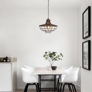 Candeeiro de Teto industrial moderno, metal marrom escuro, 44 cm de diâmetro, altura ajustável, soquete E27, 40 W máx., design elegante para residências e escritórios