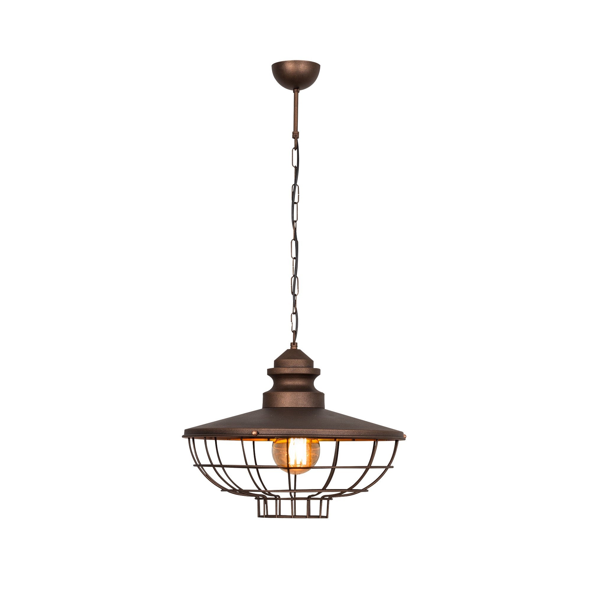 Candeeiro de Teto industrial moderno, metal marrom escuro, 44 cm de diâmetro, altura ajustável, soquete E27, 40 W máx., design elegante para residências e escritórios