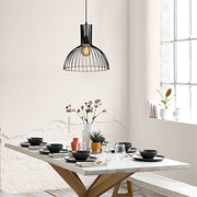 Candeeiro de Teto Preto Moderno, Corpo em Metal, 38 cm de Diâmetro, 136 cm de Altura, Ajustável, Soquete E27, IP20 | Design Industrial Elegante para Casa e Escritório
