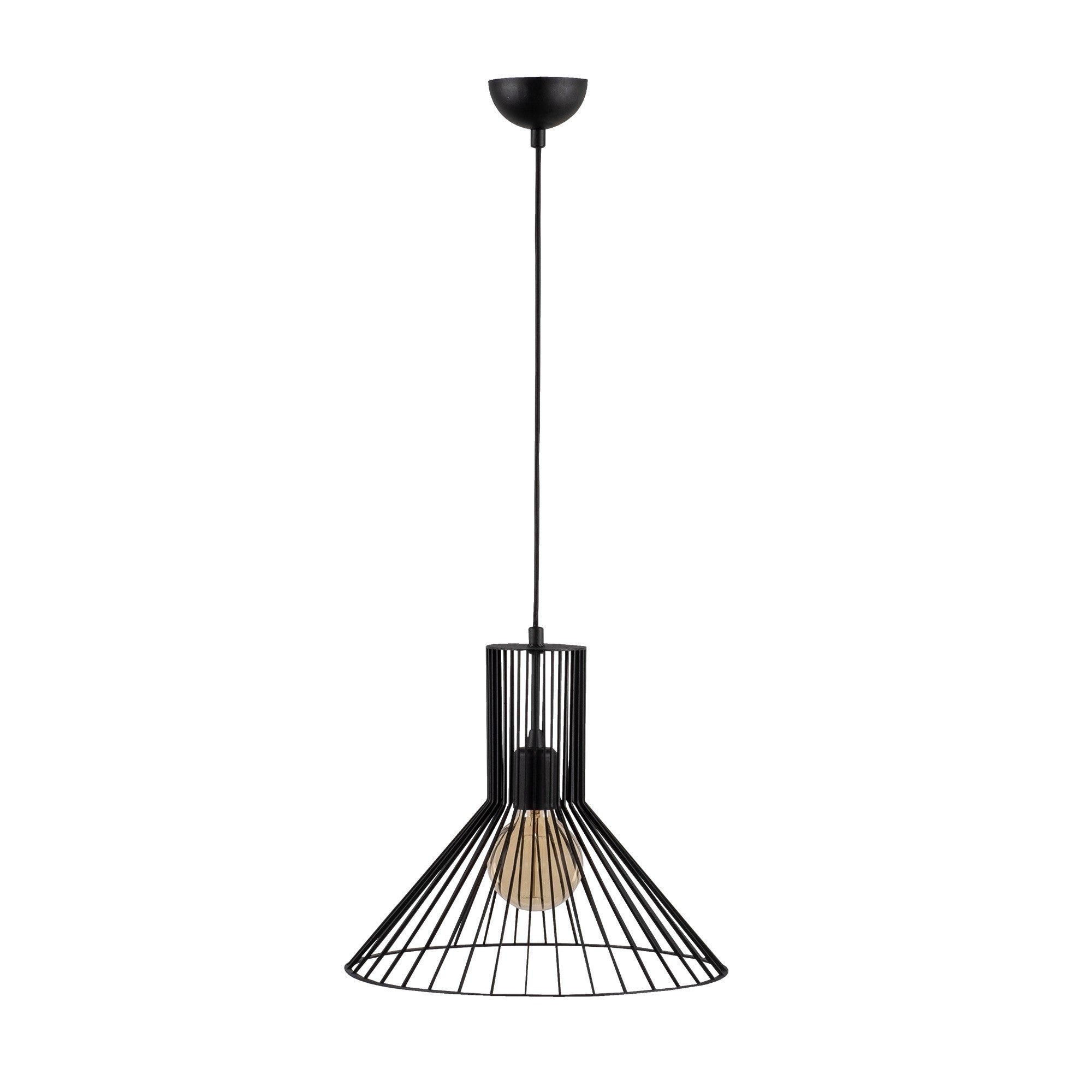 Candeeiro de Teto industrial preto, corpo de metal, 38 cm de diâmetro, altura ajustável, soquete E27, 40 W máx., design moderno e elegante para residências e escritórios