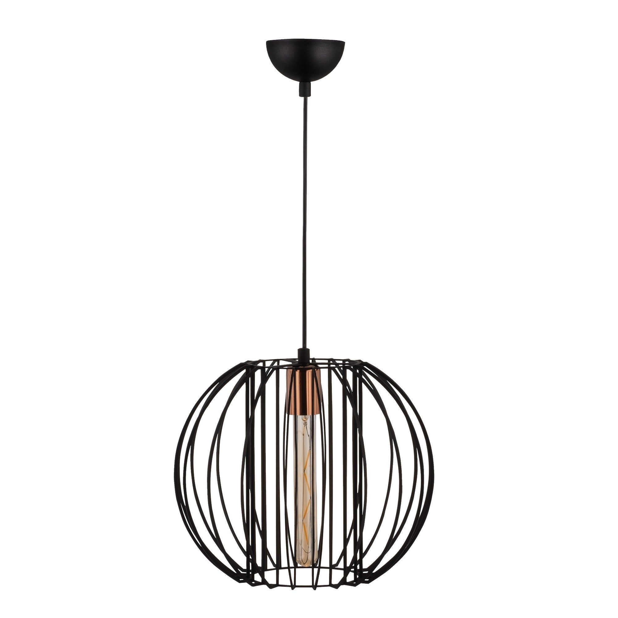 Candeeiro de Teto Industrial, Preto e Bronze, 33 cm de Diâmetro, 124 cm de Altura | Ajustável, Soquete E27, 40 W Máx. | Design Moderno em Cor Sólida para Casa e Escritório