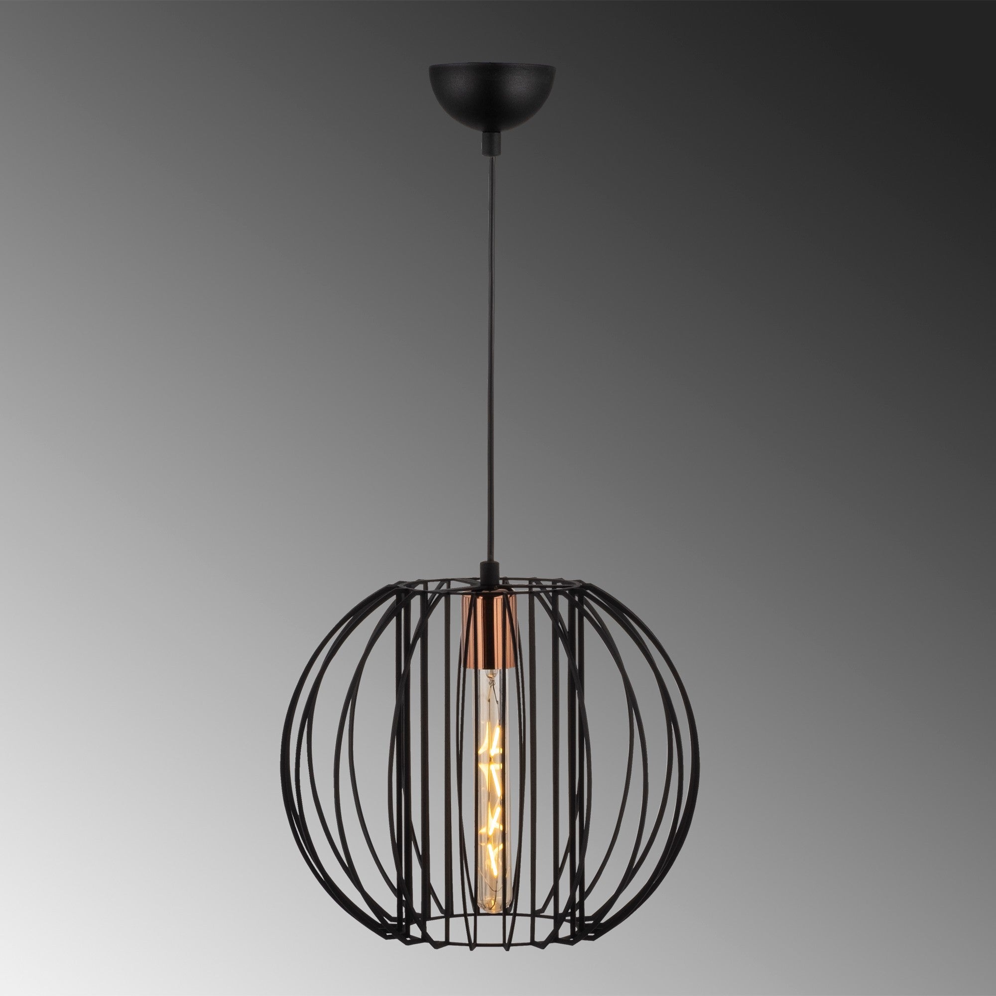 Candeeiro de Teto Industrial, Preto e Bronze, 33 cm de Diâmetro, 124 cm de Altura | Ajustável, Soquete E27, 40 W Máx. | Design Moderno em Cor Sólida para Casa e Escritório