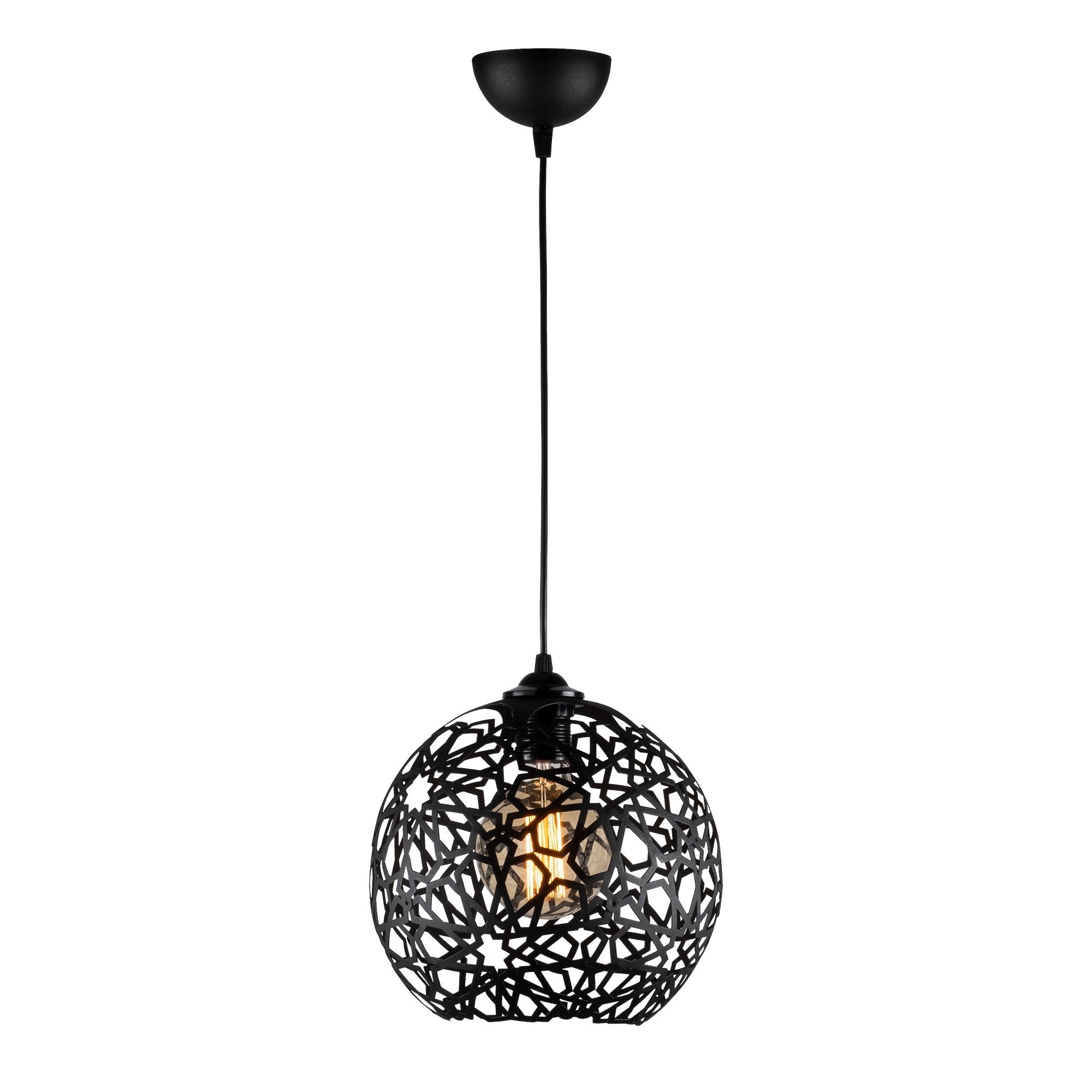 Candeeiro de Teto preto moderno, altura ajustável de 119 cm, diâmetro de 25 cm, corpo de ferro, soquete E27, design elegante para casa e escritório, classificação IP20