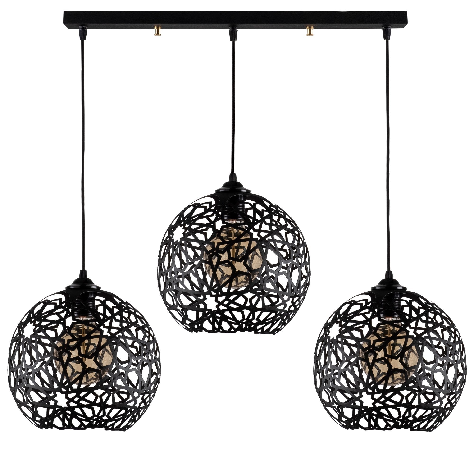 Candeeiro de Teto preto moderno, corpo de metal, 100 x 25 cm, altura ajustável 115 cm, 3 x E27 máx. 40 W, design elegante para casa e escritório, IP20