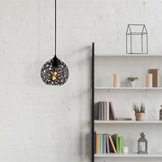 Candeeiro de Teto moderno preto, corpo de metal, 17 cm de diâmetro, 115 cm de altura | Altura ajustável, soquete E27, iluminação elegante para casa e escritório