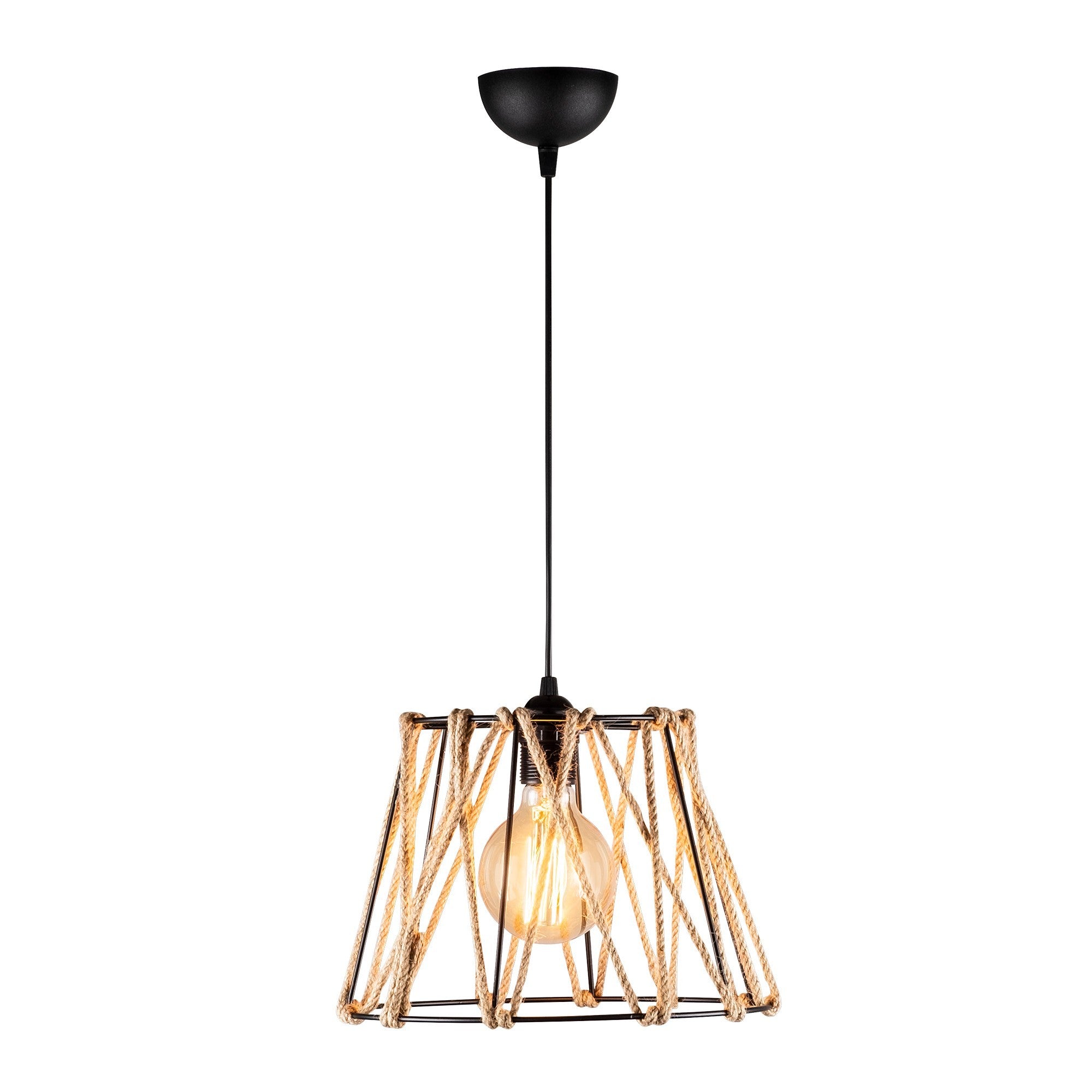 Candeeiro de Teto Industrial, Preto e Bege, 30 cm de Diâmetro, 116 cm de Altura | Altura Ajustável, Soquete E27, IP20 | Iluminação Elegante para Espaços Modernos
