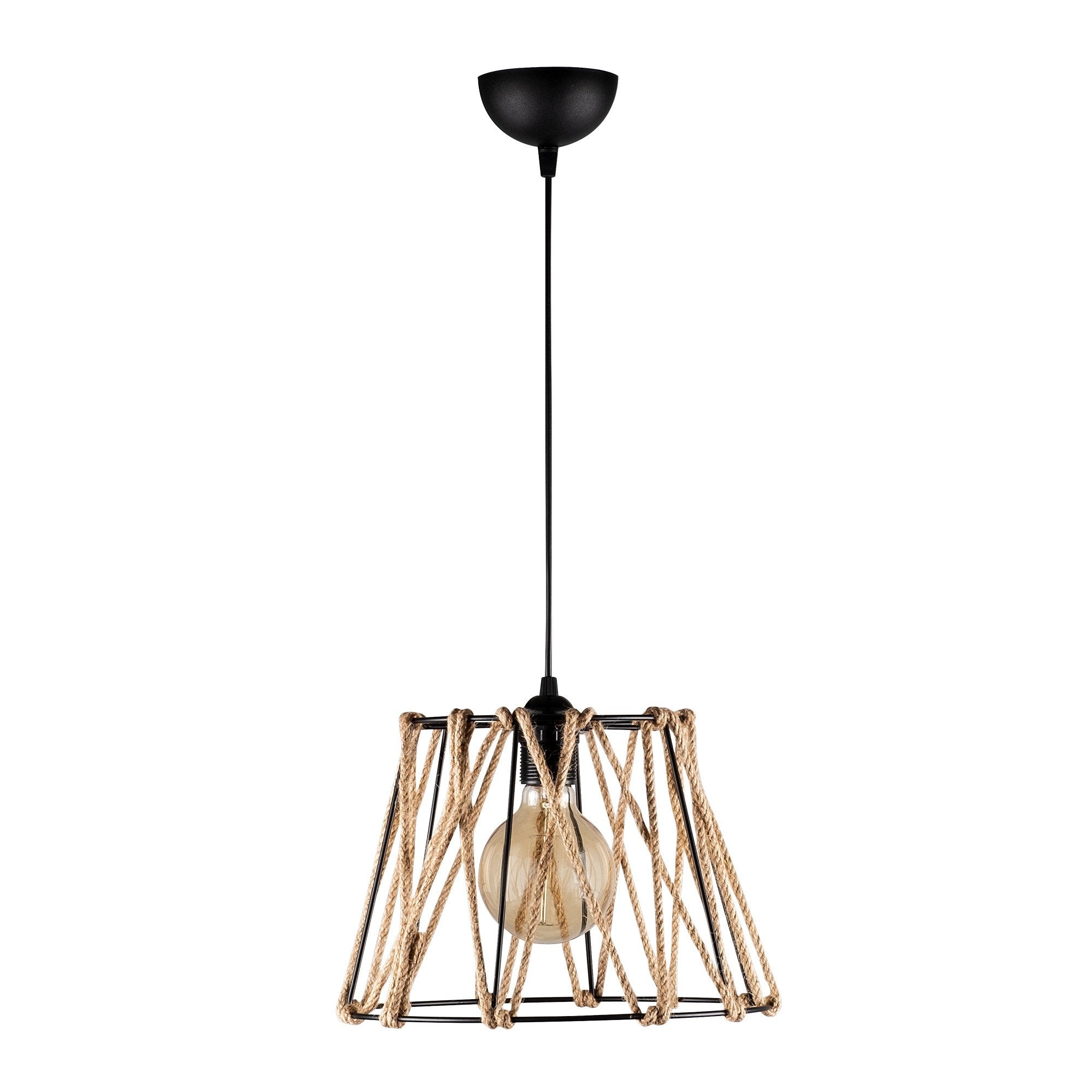 Candeeiro de Teto Industrial, Preto e Bege, 30 cm de Diâmetro, 116 cm de Altura | Altura Ajustável, Soquete E27, IP20 | Iluminação Elegante para Espaços Modernos