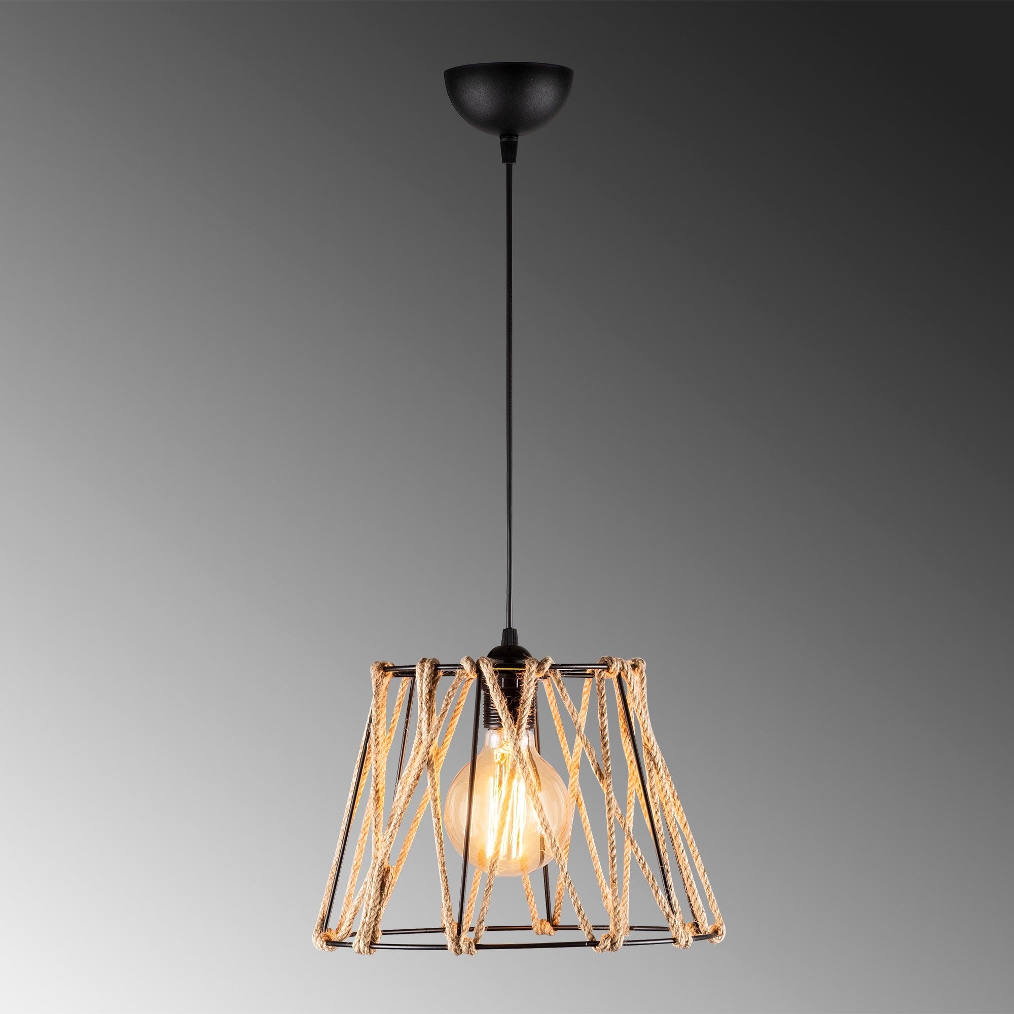 Candeeiro de Teto Industrial, Preto e Bege, 30 cm de Diâmetro, 116 cm de Altura | Altura Ajustável, Soquete E27, IP20 | Iluminação Elegante para Espaços Modernos