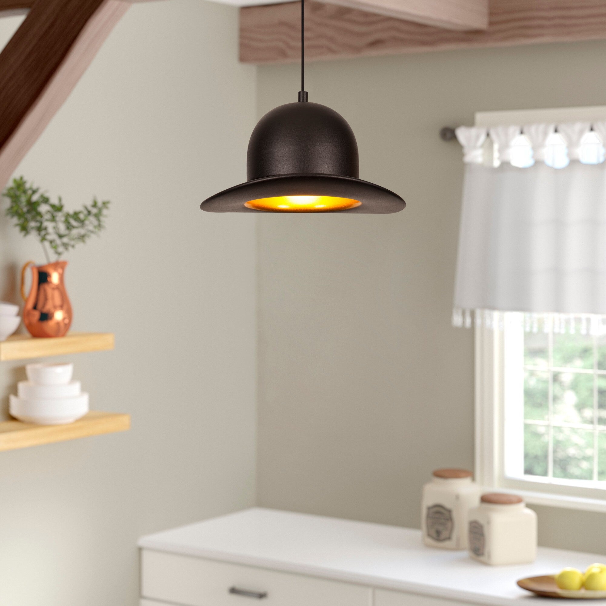 Candeeiro de Teto preto moderno, 28 cm de diâmetro, 113 cm de altura | Corpo de metal, soquete E27, 40 W máx. | Design industrial e escandinavo elegante para decoração de casa