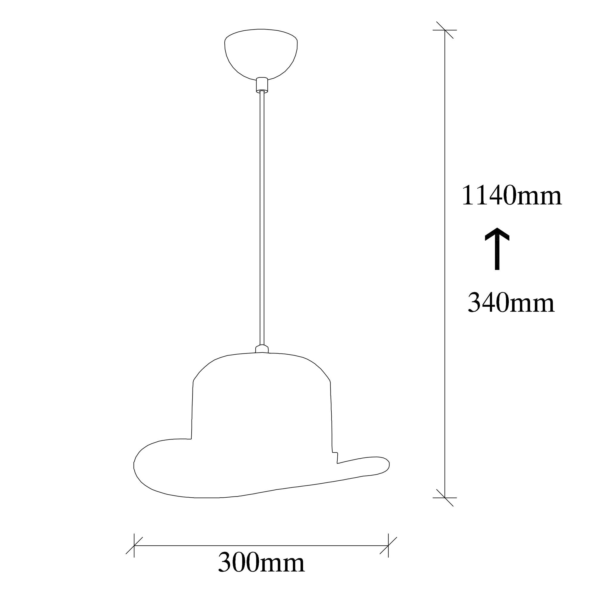 Candeeiro de Teto – 30 cm de diâmetro – Preto – Metal
