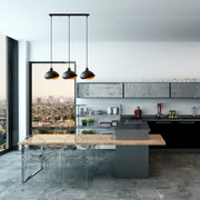 Candeeiro de Teto moderno preto, corpo de metal, 75 x 15 cm, altura 112 cm | 3 soquetes E27, IP20 | Design industrial e escandinavo elegante para decoração de casa