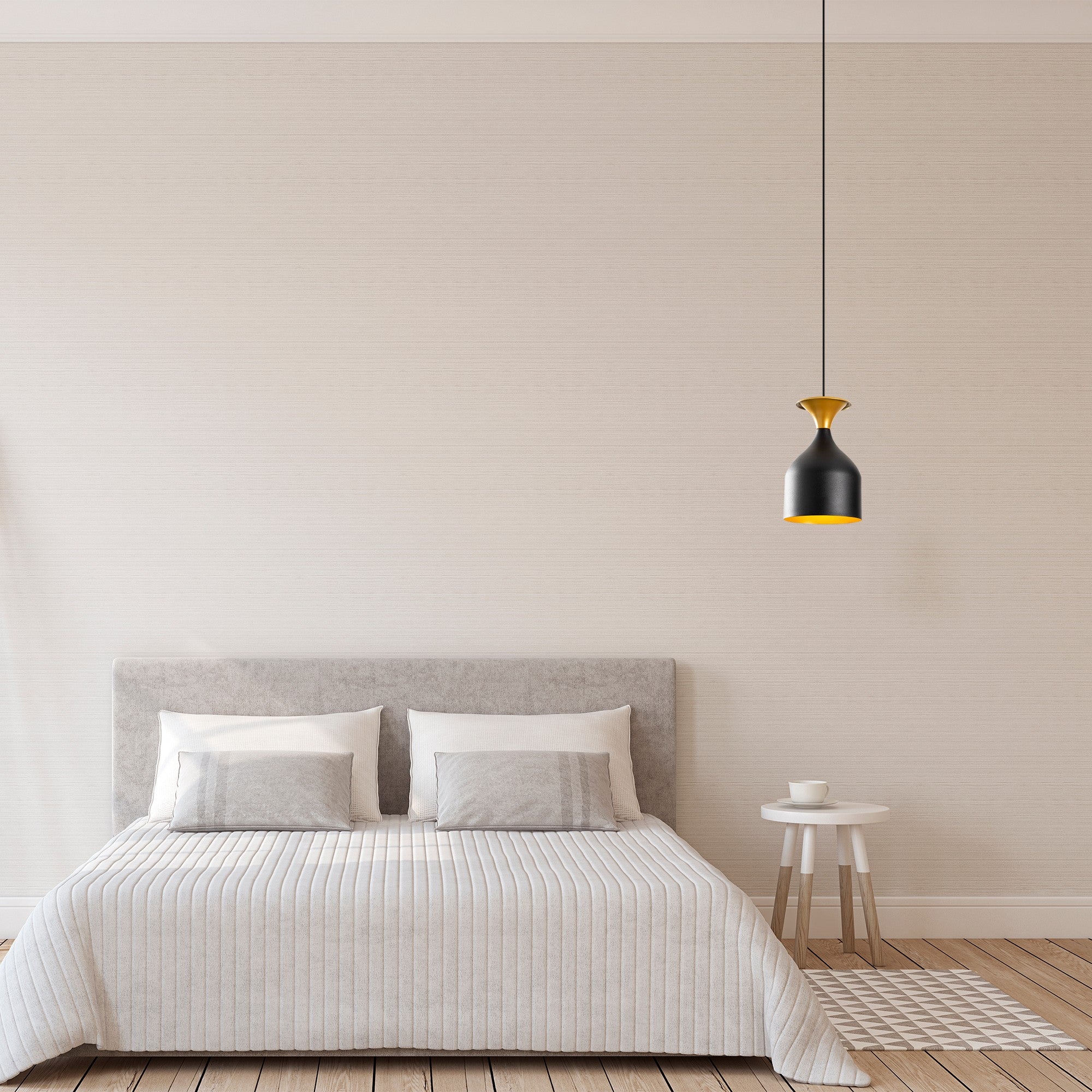 Candeeiro de Teto Escandinavo Elegante, Preto e Dourado, 17 cm de Diâmetro, 113 cm de Altura | Corpo em Metal, Soquete E27, Cabo de 90 cm | Iluminação Elegante para Espaços Modernos