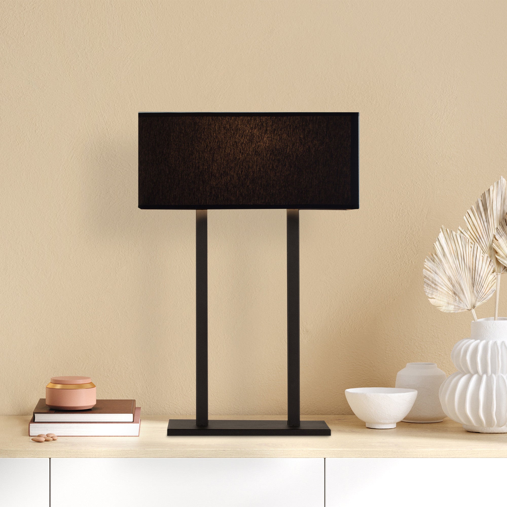Candeeiro de Mesa Preta Moderna, Corpo de Metal, 52 cm de Altura, Soquete E27 Máx. 40 W, Cabo de 200 cm | Design Industrial e Escandinavo Elegante para Casa e Hotel