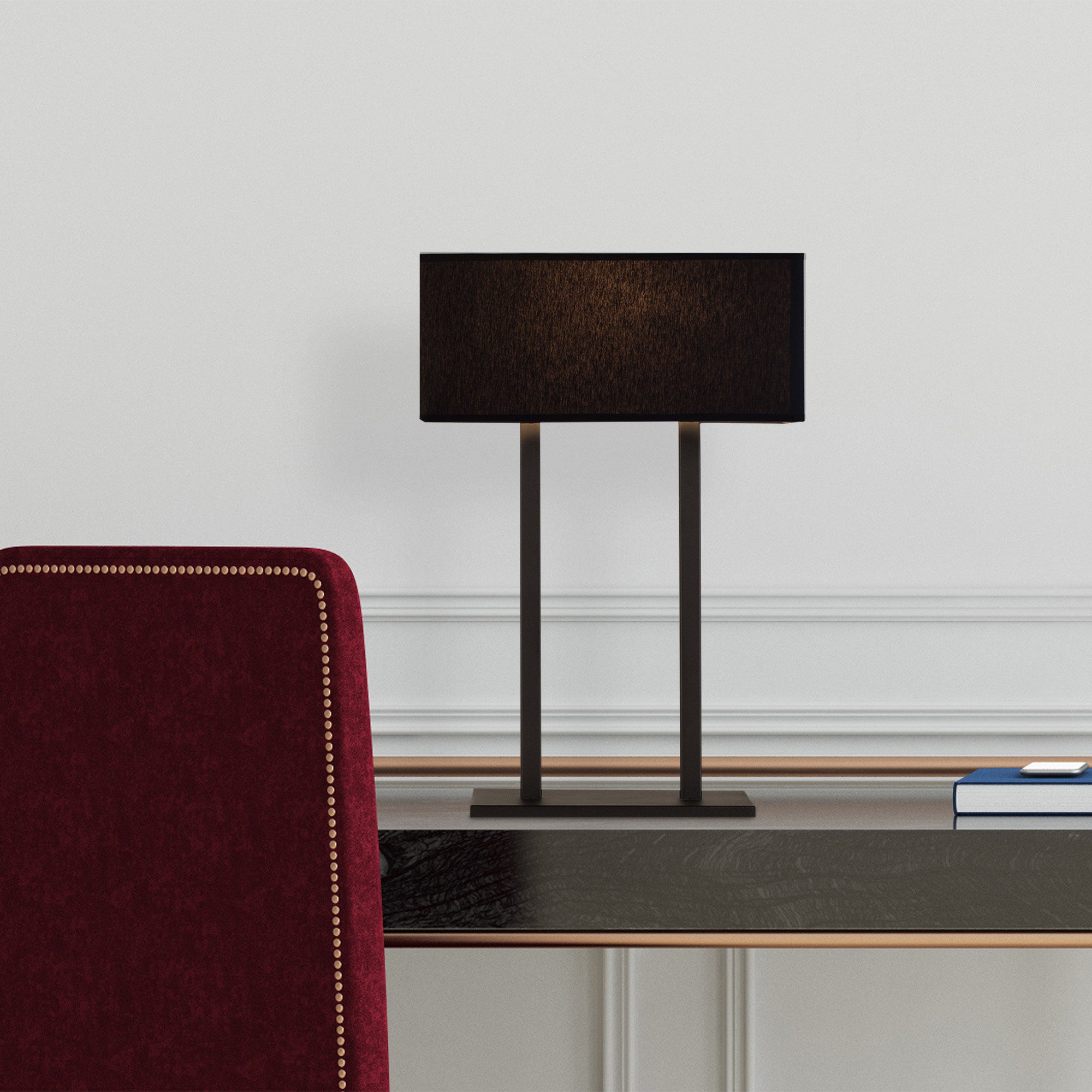 Candeeiro de Mesa Preta Moderna, Corpo de Metal, 52 cm de Altura, Soquete E27 Máx. 40 W, Cabo de 200 cm | Design Industrial e Escandinavo Elegante para Casa e Hotel