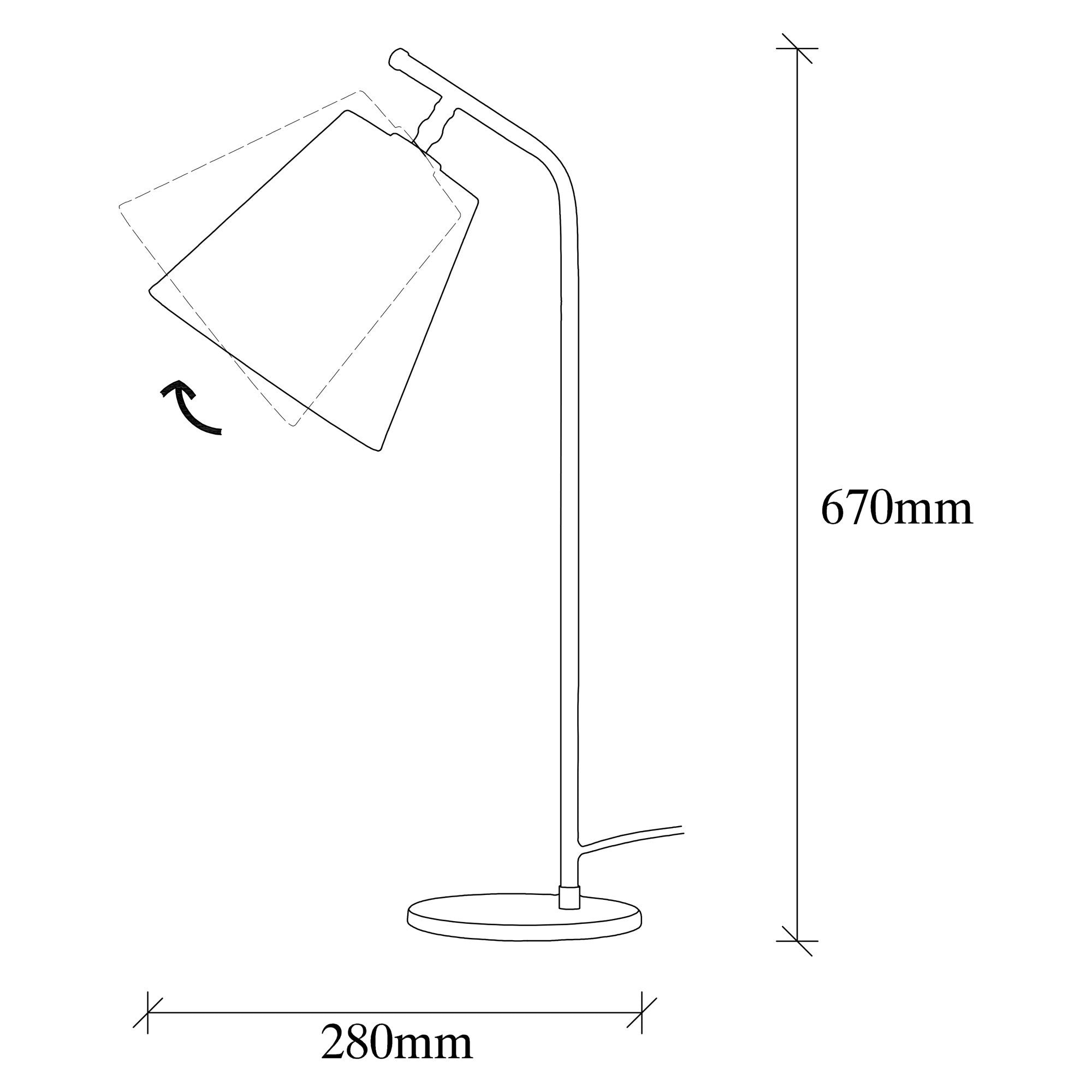 Candeeiro de Mesa Vintage de Metal, 67 cm de Altura, Cor Marrom Sólida, E27 Máx. 40 W, Cabo de 200 cm | Design Escandinavo Moderno para Decoração de Casa e Hotel