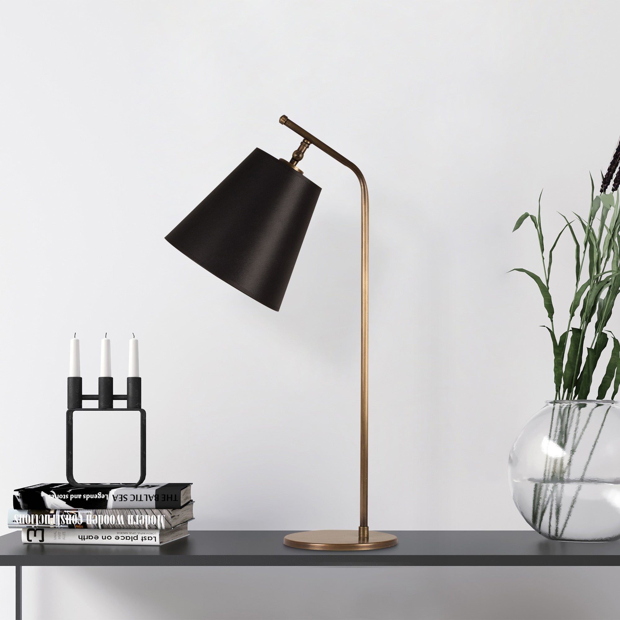 Candeeiro de Mesa Moderna, Preta e Vintage, 67 cm de Altura | Corpo em Metal, Soquete E27 Máx. 40 W, Cabo de 200 cm | Design Industrial e Escandinavo Elegante para Casa e Hotel