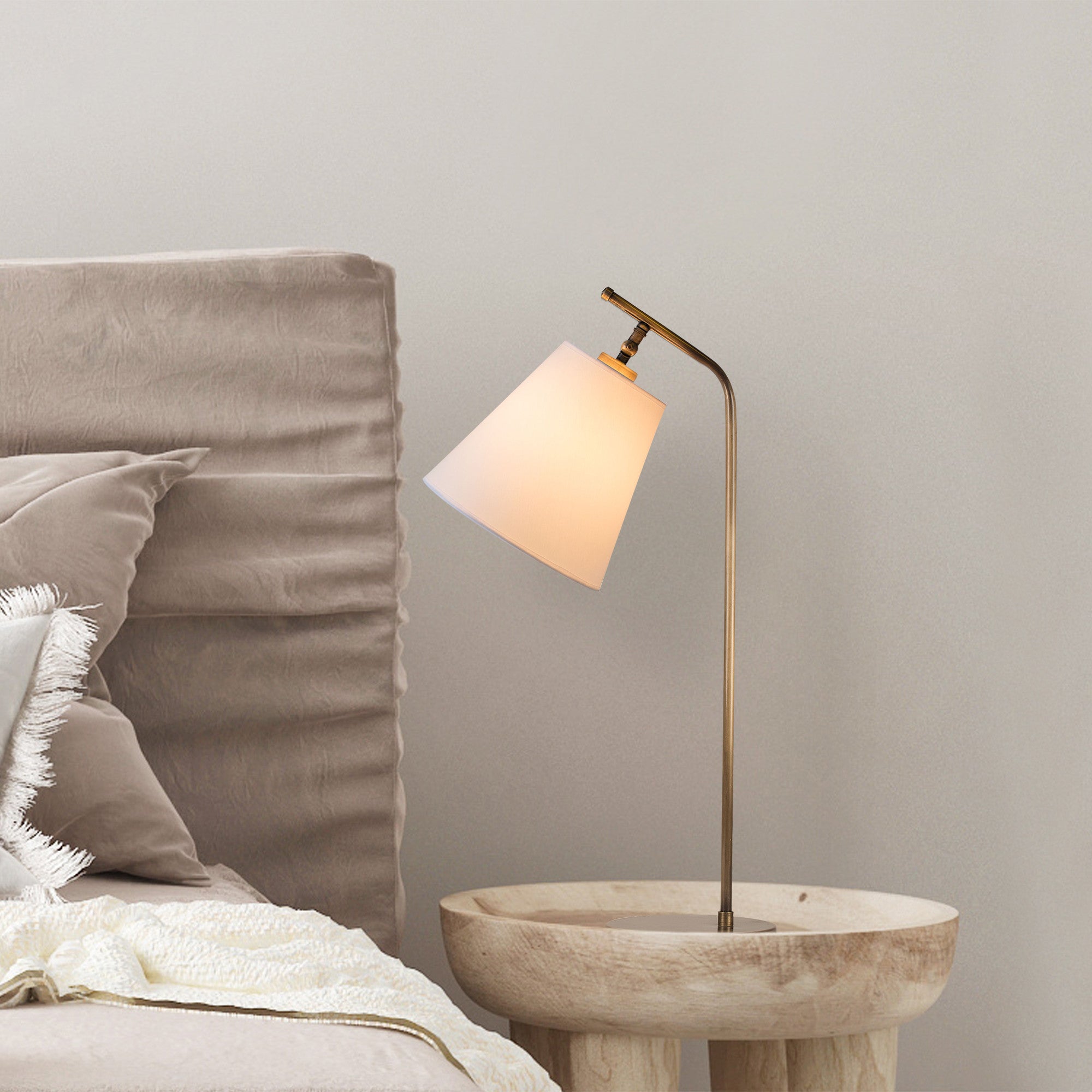 Candeeiro de Mesa Moderna com Corpo em Metal, 67 cm de Altura, Acabamento Branco e Vintage | Soquete E27, Máx. 40 W, Cabo de 200 cm | Ideal para Decoração Escandinava e Hoteleira