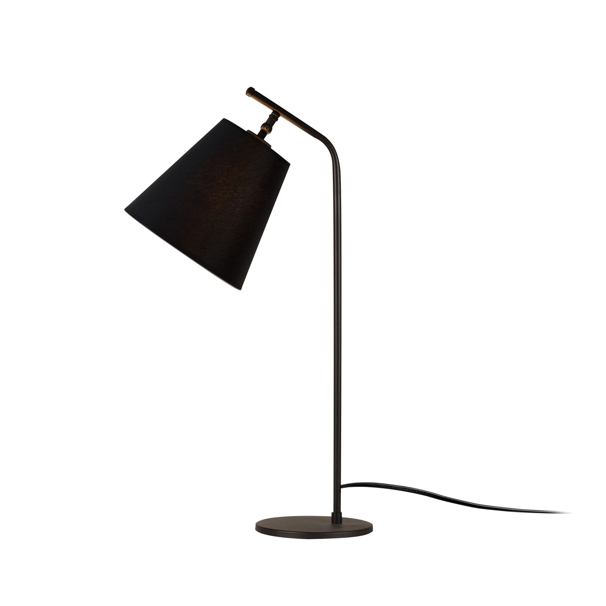 Candeeiro de Mesa Preta Moderna, Corpo de Metal, 67 cm de Altura, Soquete E27, 40 W Máx., Cabo de 200 cm | Design Industrial e Escandinavo Elegante para Casa e Hotel
