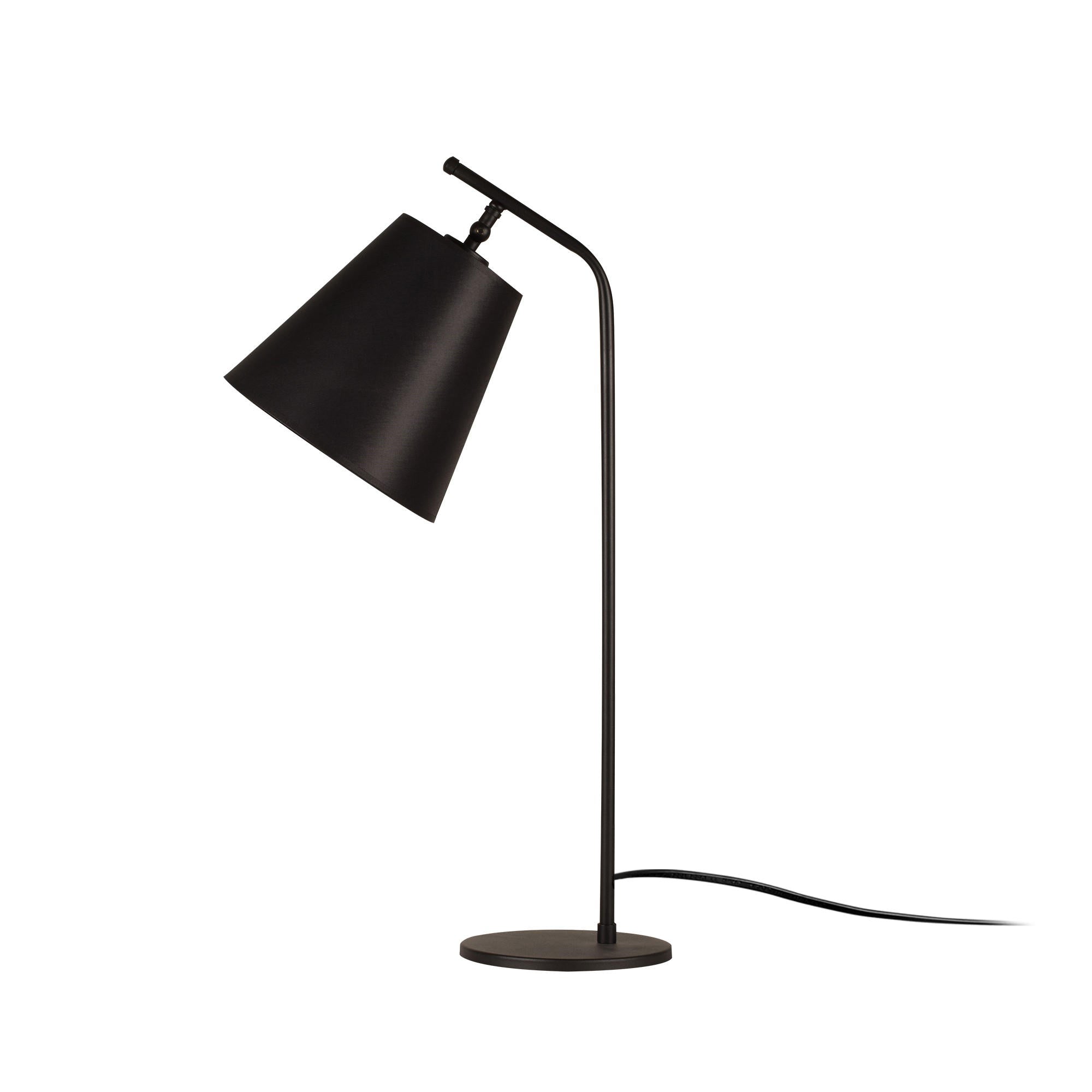 Candeeiro de Mesa Preta Moderna, Corpo de Metal, 67 cm de Altura, Soquete E27, 40 W Máx., Cabo de 200 cm | Design Industrial e Escandinavo Elegante para Casa e Hotel