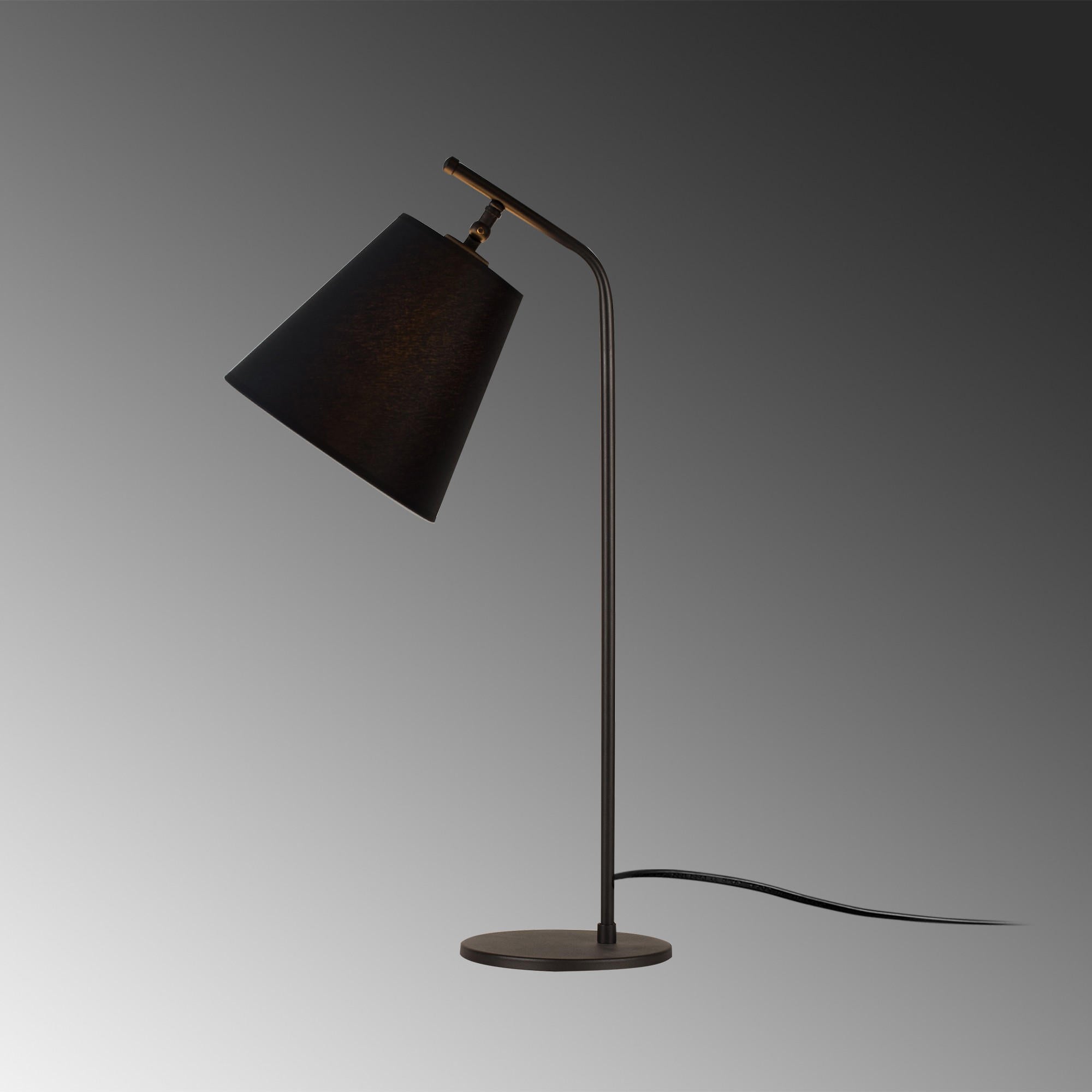 Candeeiro de Mesa Preta Moderna, Corpo de Metal, 67 cm de Altura, Soquete E27, 40 W Máx., Cabo de 200 cm | Design Industrial e Escandinavo Elegante para Casa e Hotel