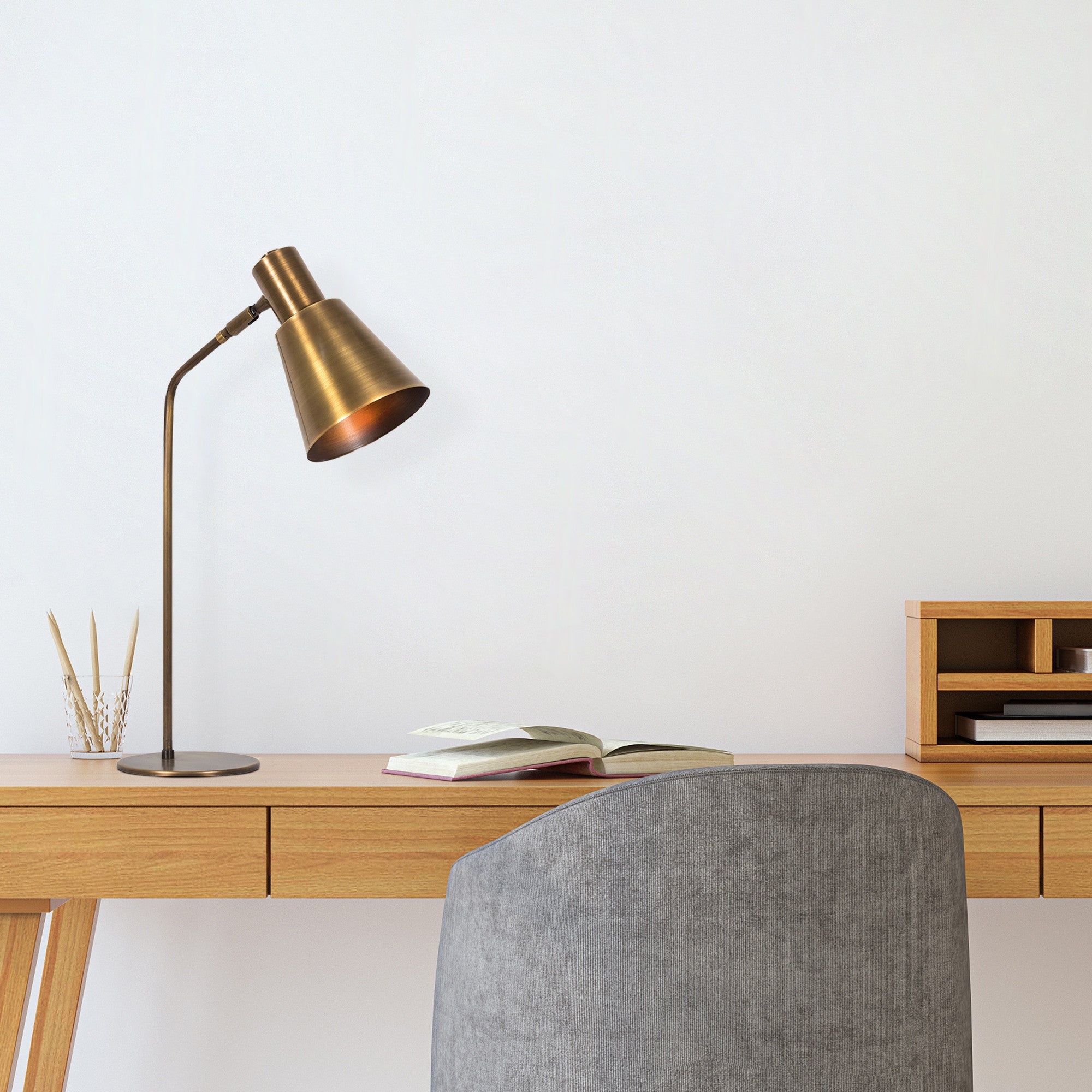 Candeeiro de Mesa Vintage em Cobre, 70 cm de Altura, Corpo em Metal, Soquete E27, 14 x 28 cm | Design Industrial e Escandinavo Elegante para Decoração de Casa e Hotel