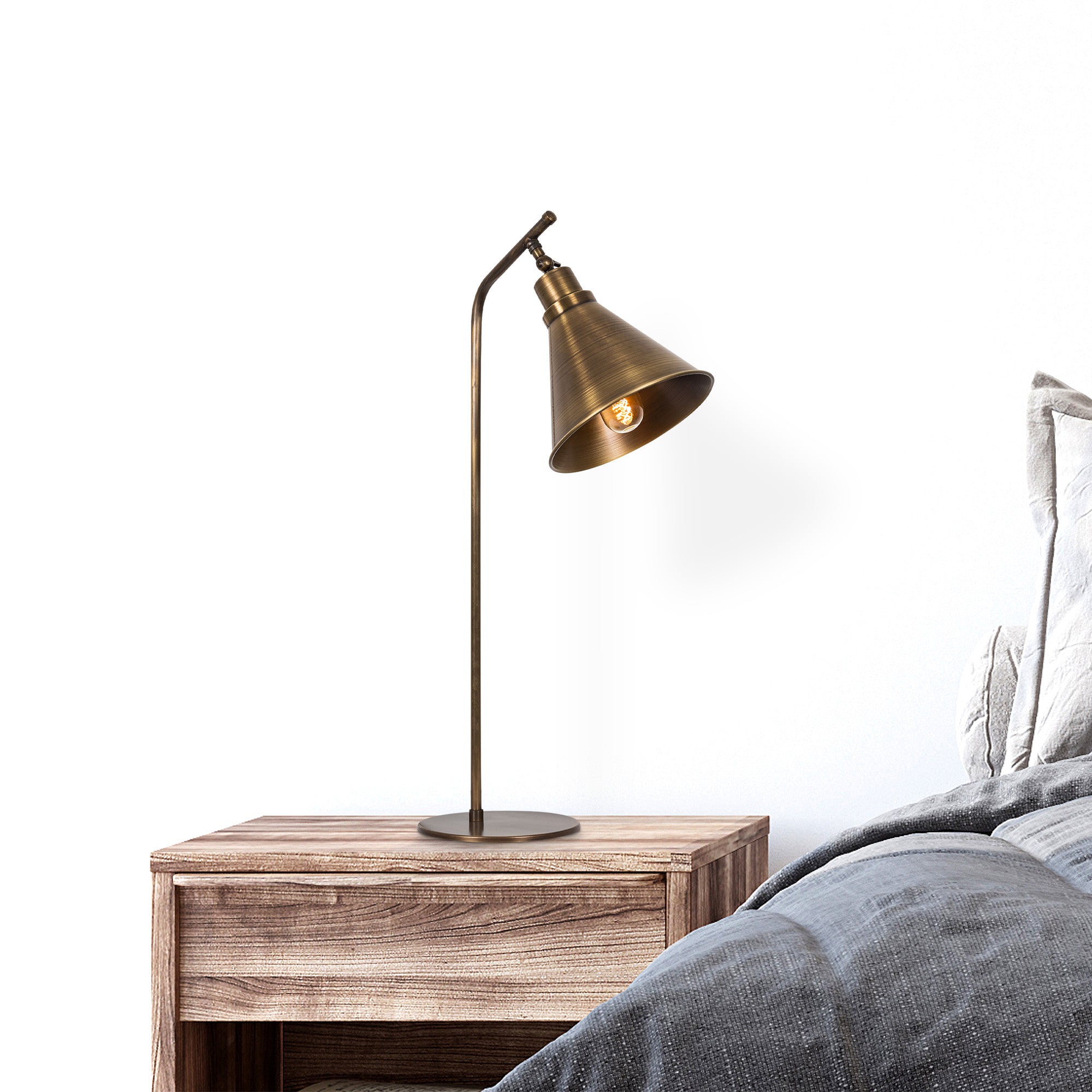Candeeiro de Mesa vintage em cobre, 28 cm de diâmetro, 50 cm de altura | Corpo em metal, soquete E27, 40 W máx. | Design industrial e escandinavo elegante para residências e hotéis