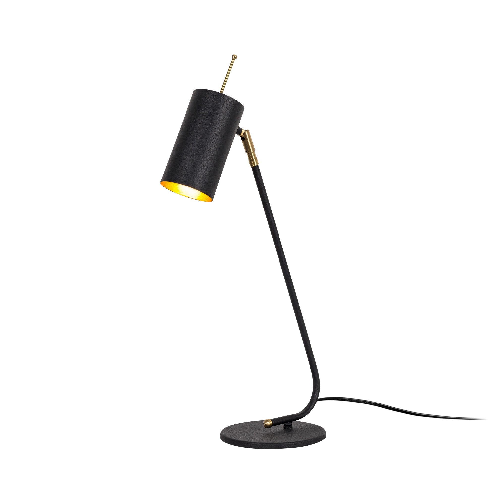 Candeeiro de Mesa Moderna, Preta e Dourada, 55 cm de Altura | Corpo em Ferro, Soquete E27, Cabo de 200 cm | Design Industrial e Escandinavo Elegante para Casa e Hotel