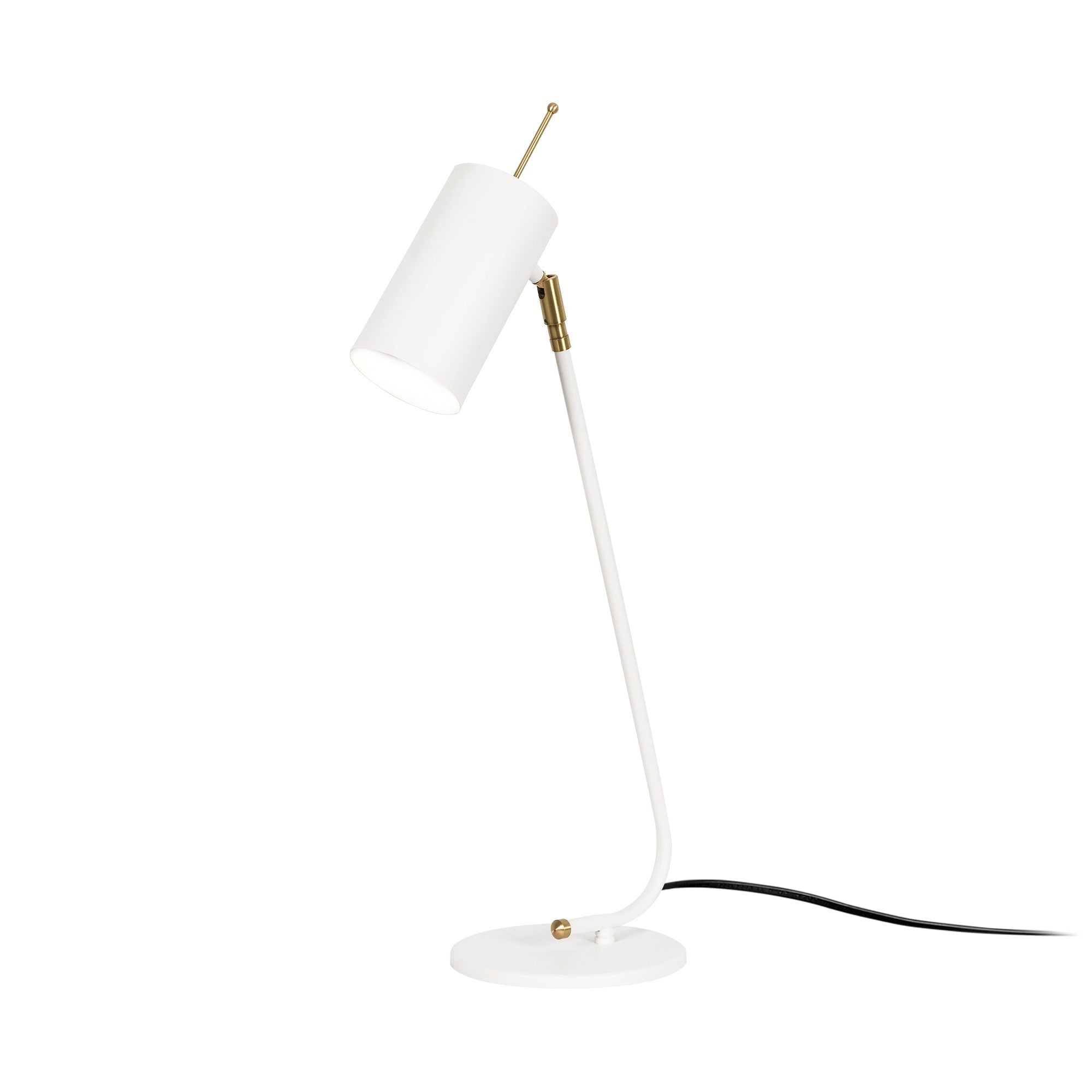 Candeeiro de Mesa estilo escandinavo, corpo de metal branco, 55 cm de altura, 8 cm de diâmetro da base, cabo de 200 cm | Soquete E27, máx. 40 W | Design elegante e minimalista