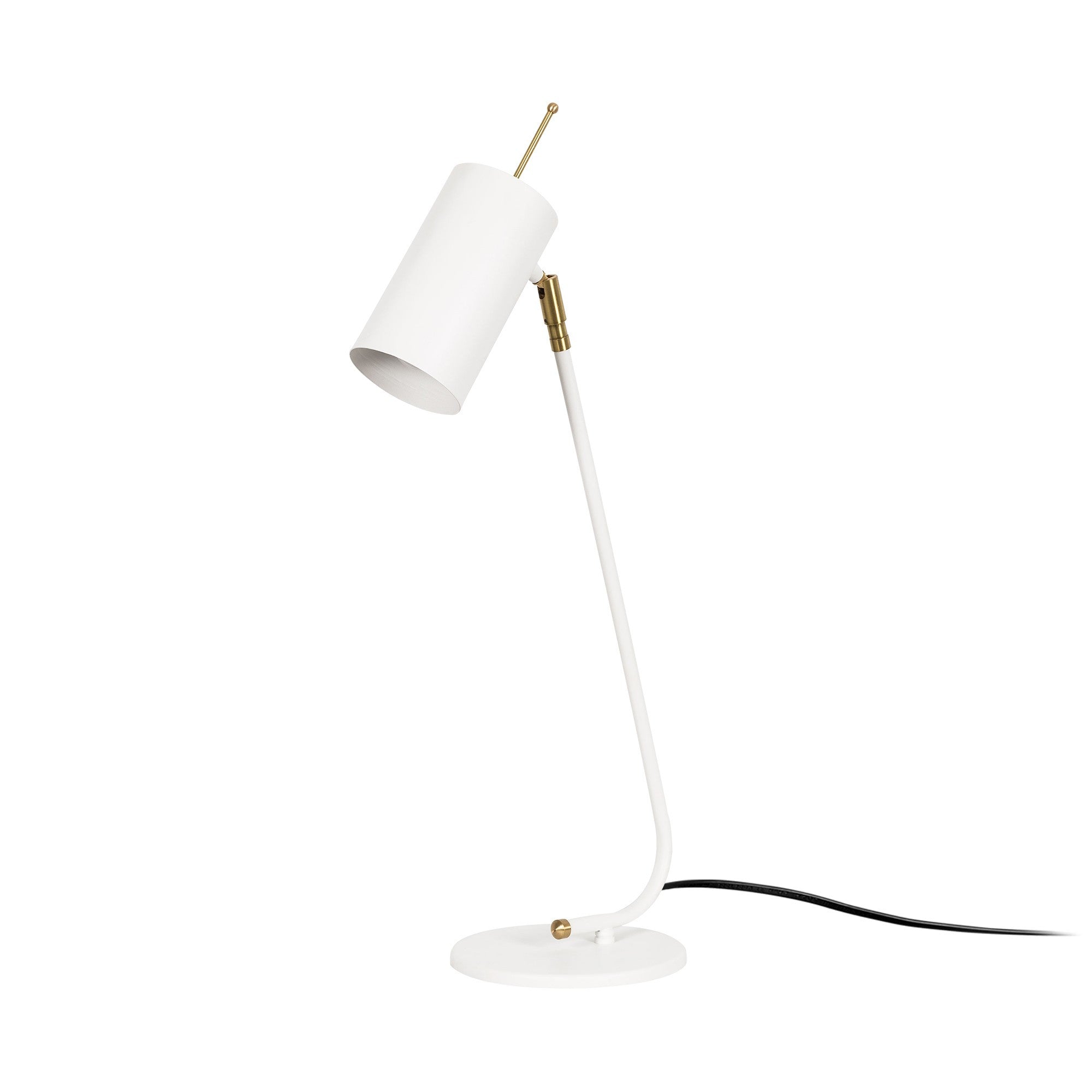Candeeiro de Mesa estilo escandinavo, corpo de metal branco, 55 cm de altura, 8 cm de diâmetro da base, cabo de 200 cm | Soquete E27, máx. 40 W | Design elegante e minimalista