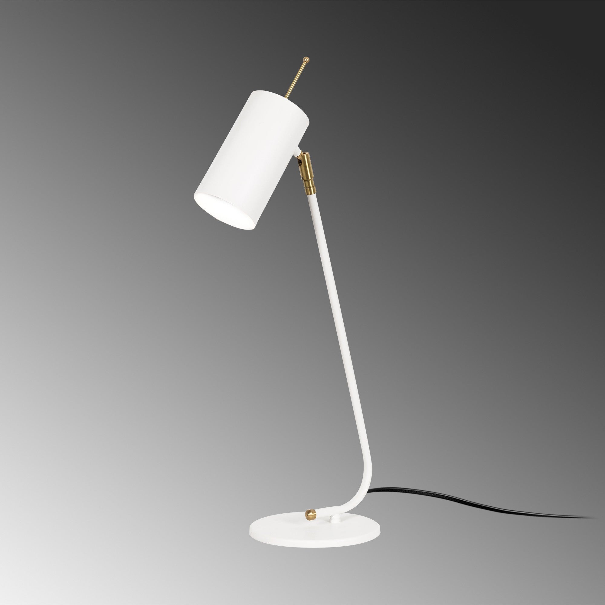 Candeeiro de Mesa estilo escandinavo, corpo de metal branco, 55 cm de altura, 8 cm de diâmetro da base, cabo de 200 cm | Soquete E27, máx. 40 W | Design elegante e minimalista