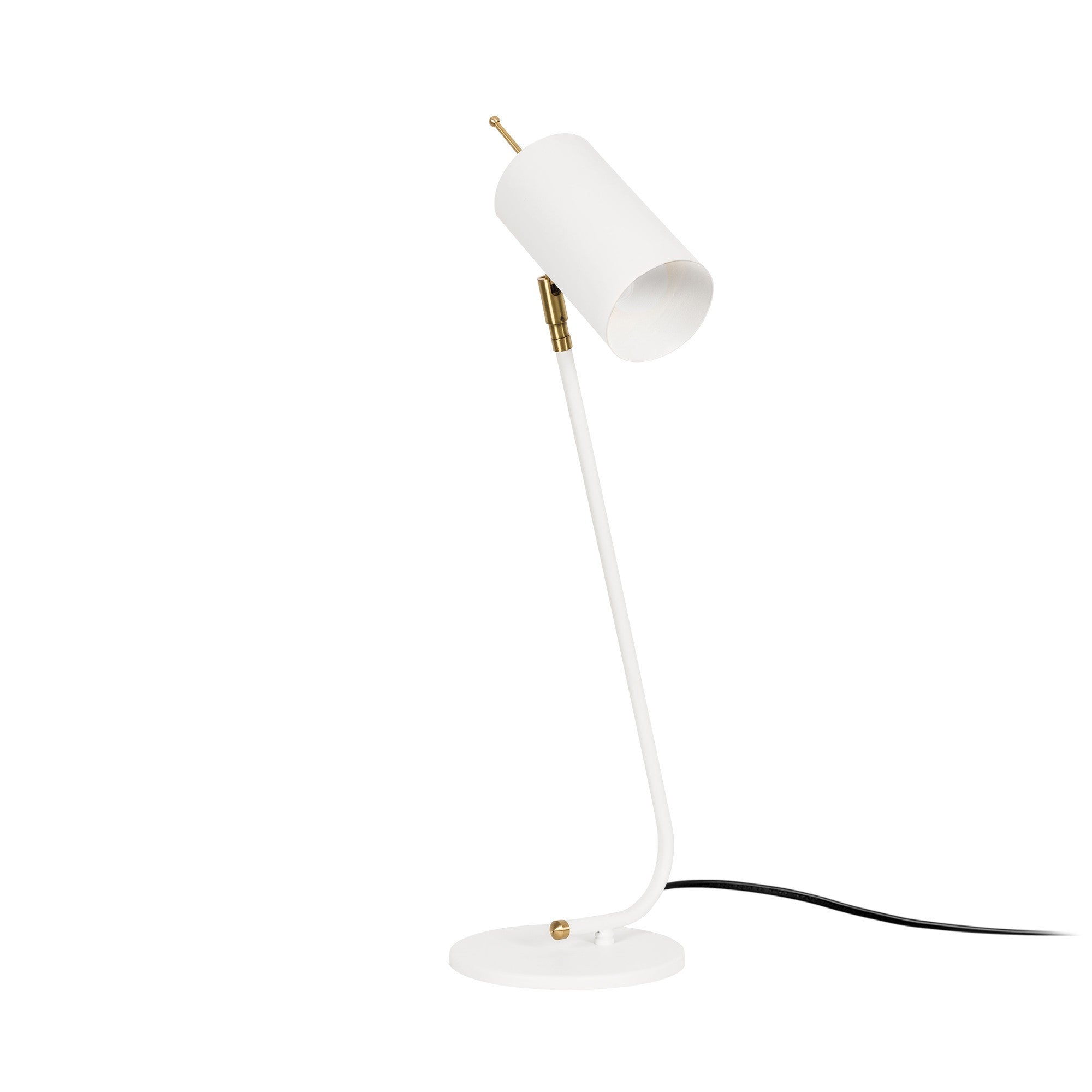 Candeeiro de Mesa estilo escandinavo, corpo de metal branco, 55 cm de altura, 8 cm de diâmetro da base, cabo de 200 cm | Soquete E27, máx. 40 W | Design elegante e minimalista