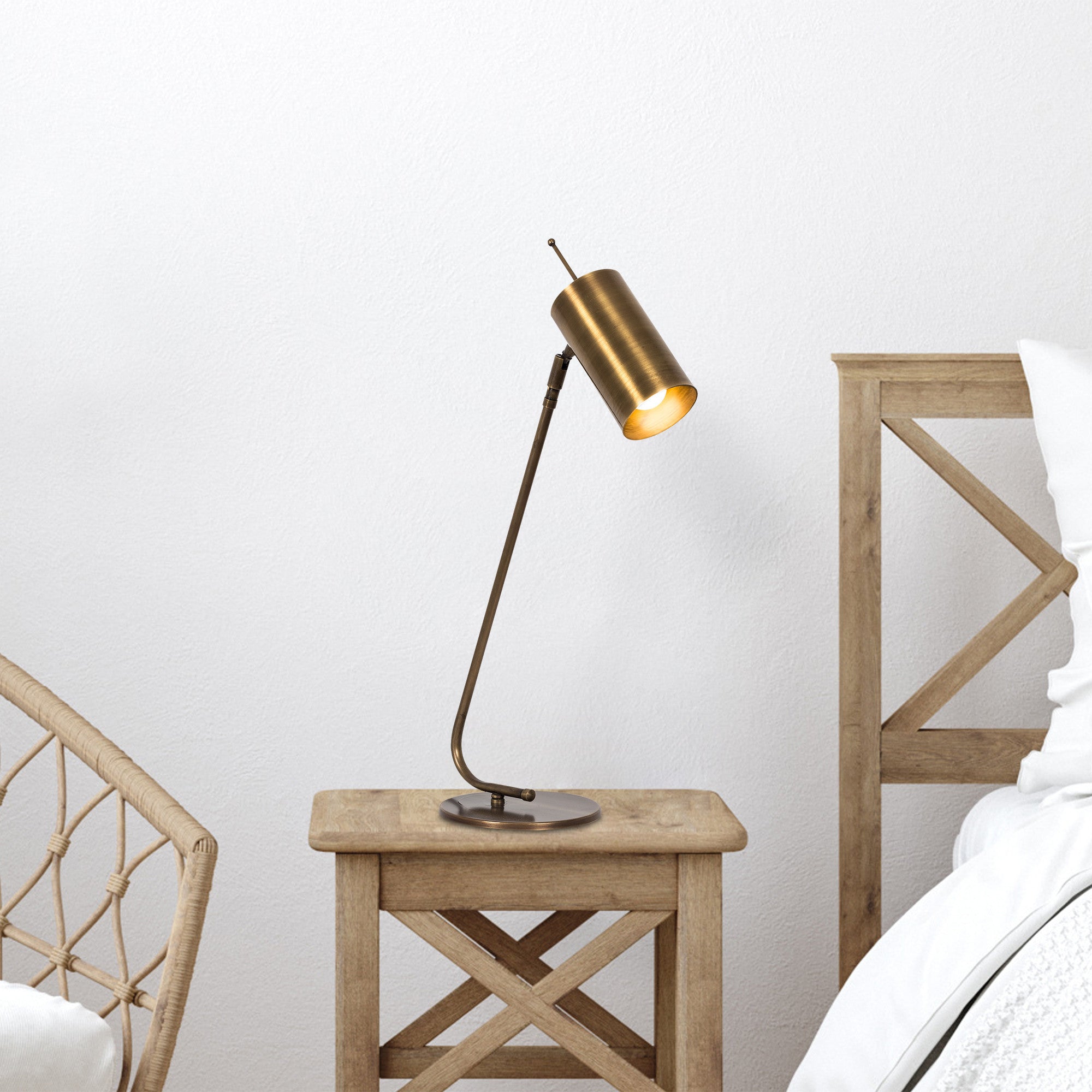 Candeeiro de Mesa Vintage em Cobre, 55 cm de Altura, Corpo em Metal, Soquete E27, 40 W Máx., Cabo de 200 cm | Design Industrial e Escandinavo Elegante para Casa e Hotel