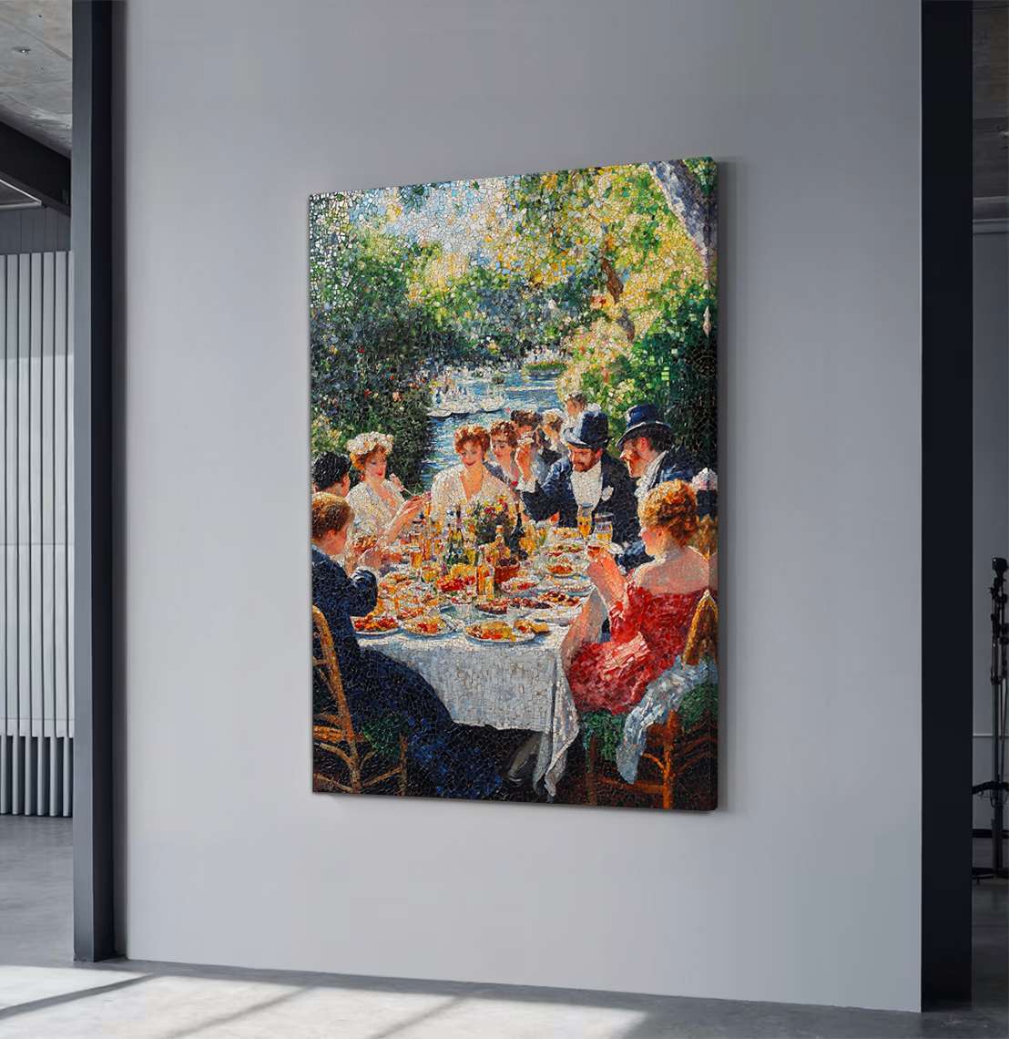 Quadro Decorativo em Tela 45x70cm - Arte Multicolor em Madeira de Pinho Natural