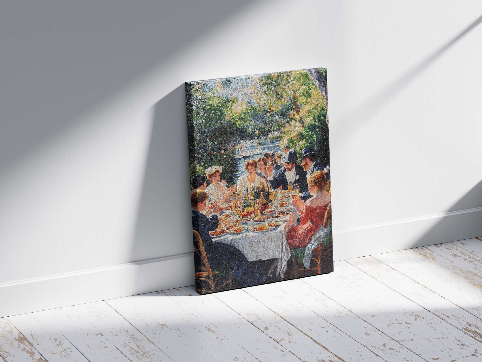 Quadro Decorativo em Tela 45x70cm - Arte Multicolor em Madeira de Pinho Natural