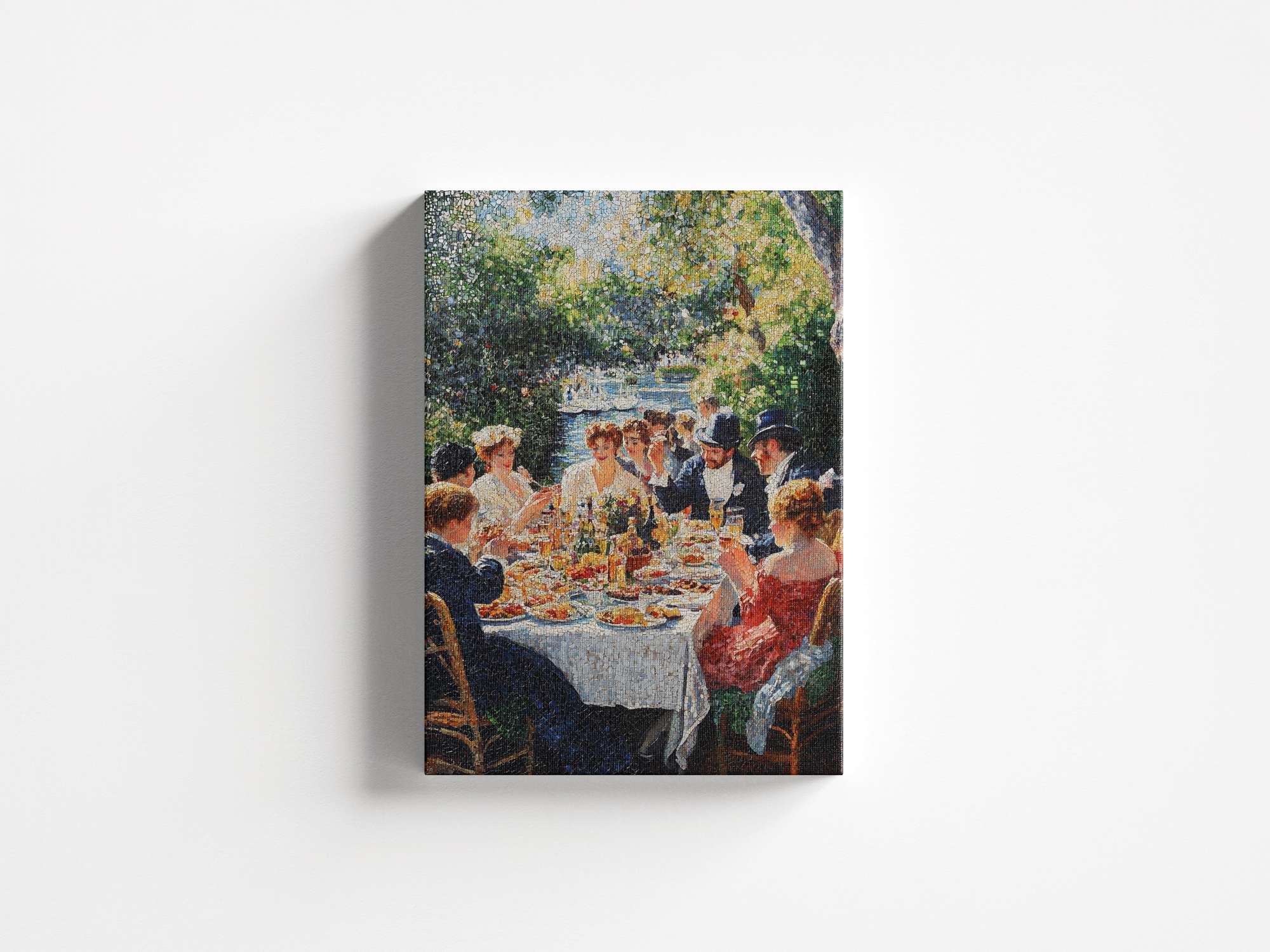 Quadro Decorativo em Tela 45x70cm - Arte Multicolor em Madeira de Pinho Natural