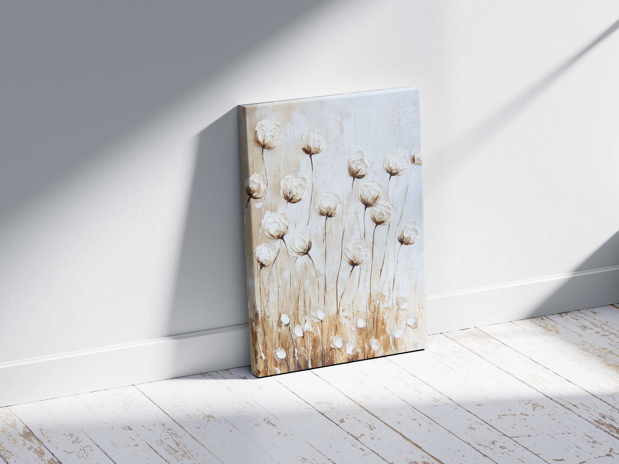 Quadro Decorativo em Tela 45x70cm - Arte Multicolor em Madeira de Pinho Natural