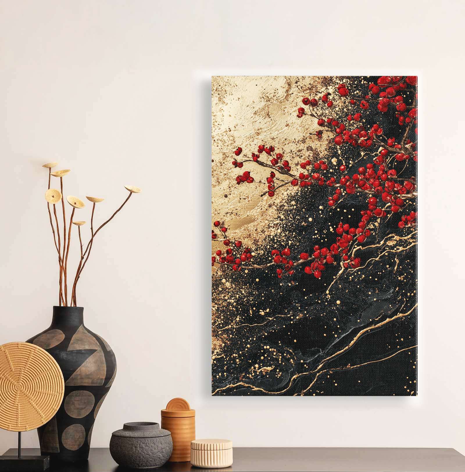 Quadro Decorativo em Tela 45x70cm - Arte Multicolor em Madeira de Pinho Natural