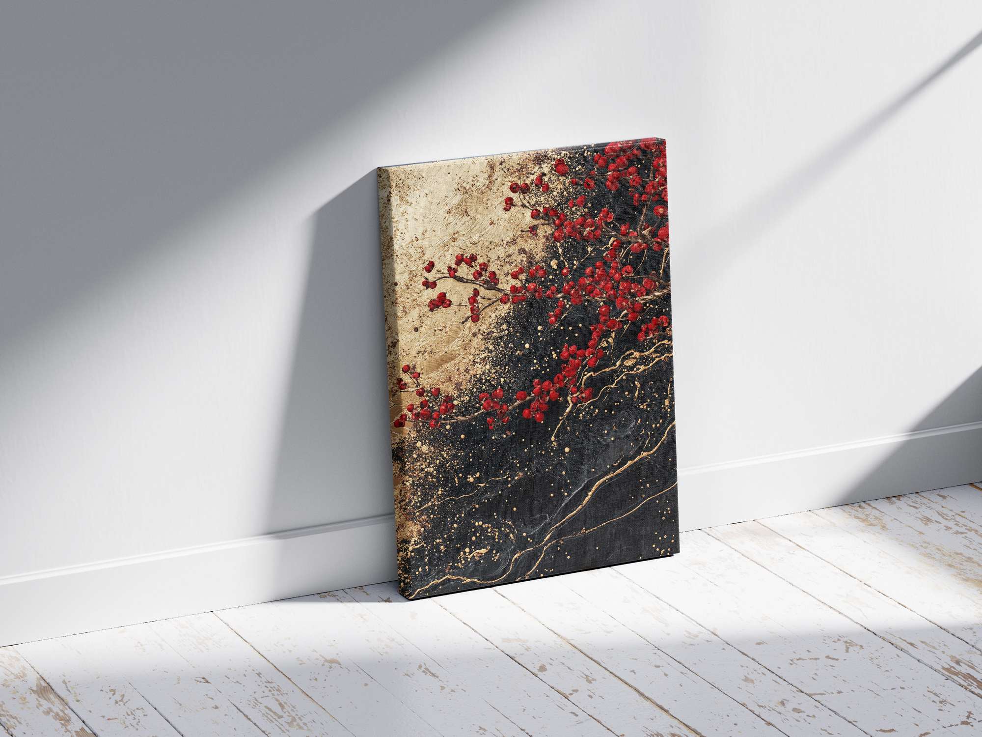 Quadro Decorativo em Tela 45x70cm - Arte Multicolor em Madeira de Pinho Natural