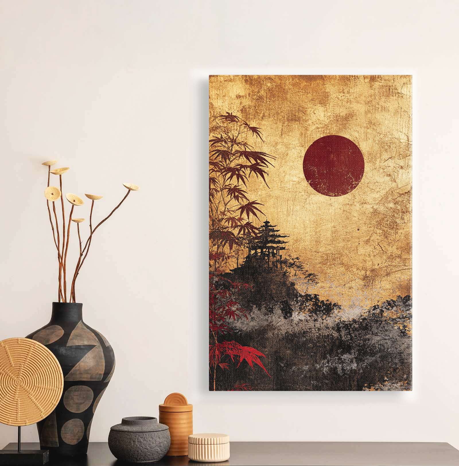 Quadro Decorativo em Tela 45x70cm - Arte Multicolor em Madeira de Pinho Natural