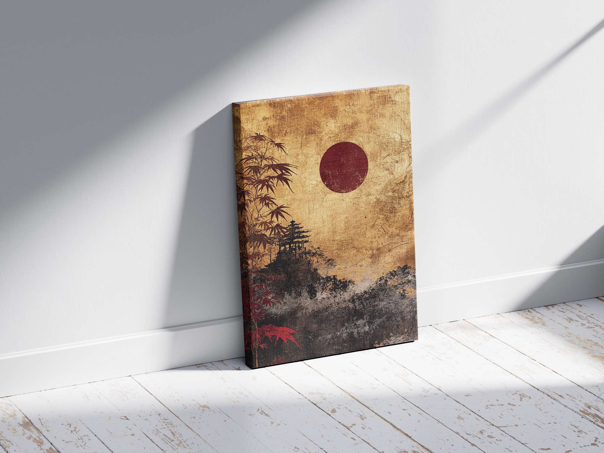 Quadro Decorativo em Tela 45x70cm - Arte Multicolor em Madeira de Pinho Natural