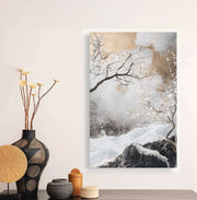 Quadro Decorativo em Tela 45x70cm - Arte Multicolor em Madeira de Pinho Natural