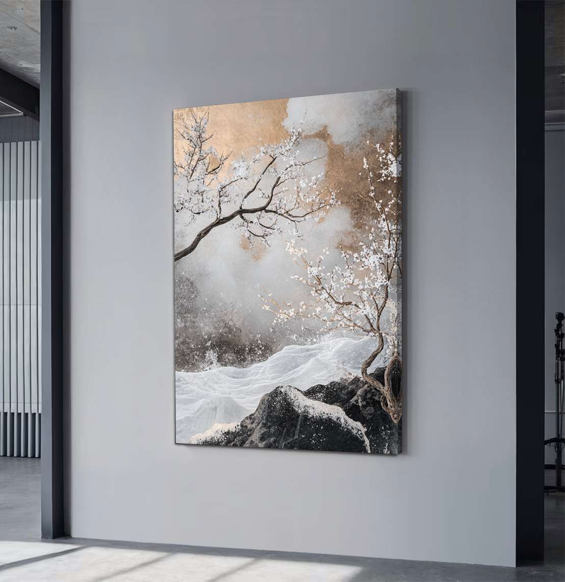 Quadro Decorativo em Tela 45x70cm - Arte Multicolor em Madeira de Pinho Natural